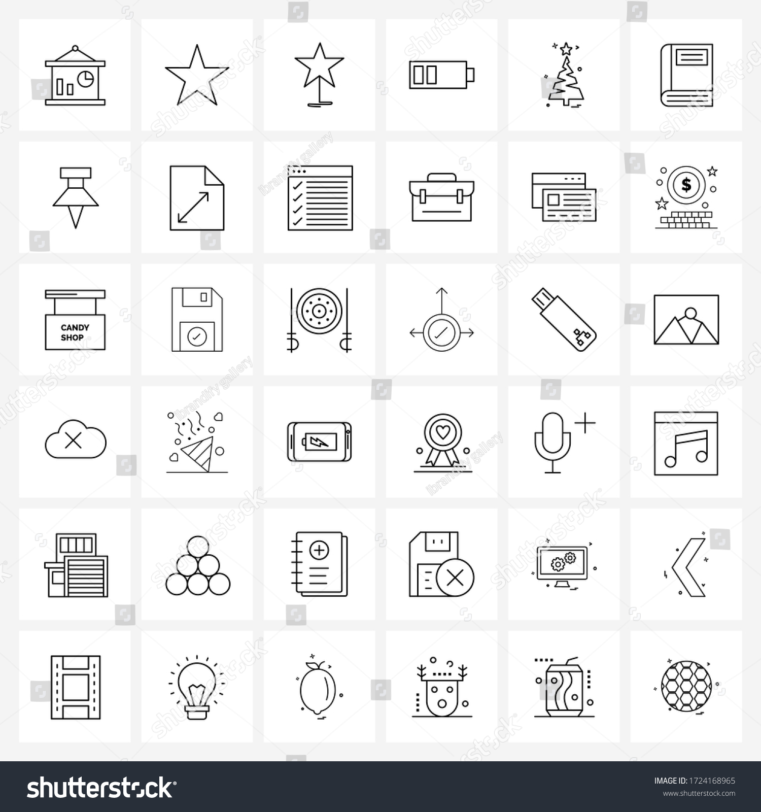 Isolated Symbols Set Of 36 Simple Line Icons Of Royalty Free Stock