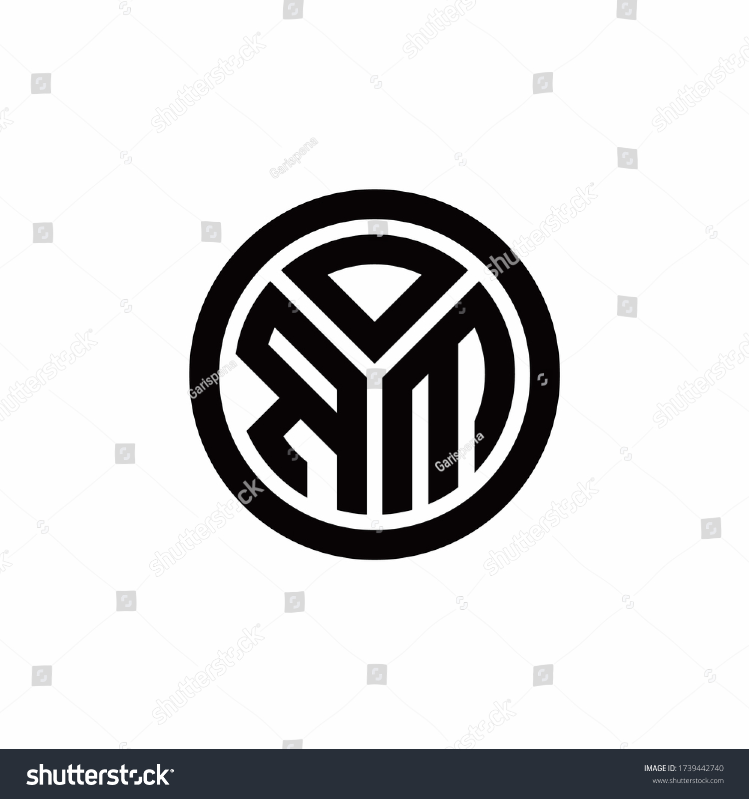 Rm Monogram Logo With Circle Outline Design Royalty Free Stock Vector