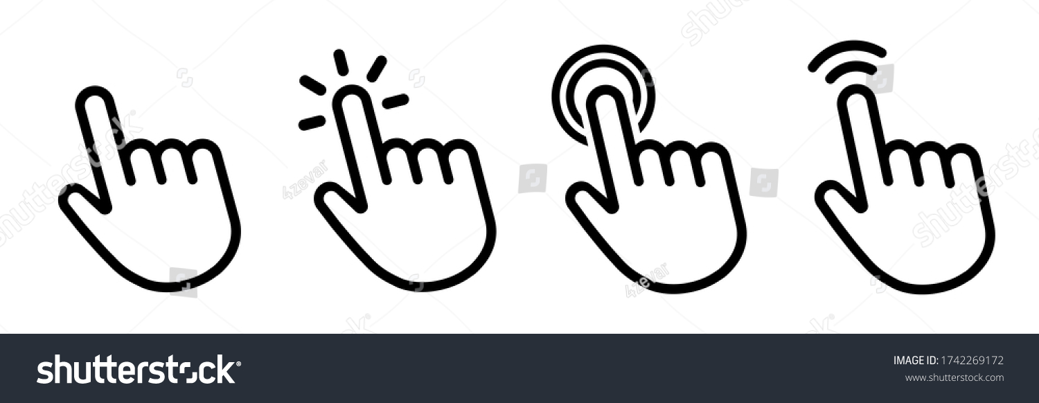 Vector Hand Cursors Icons Click Set Royalty Free Stock Vector