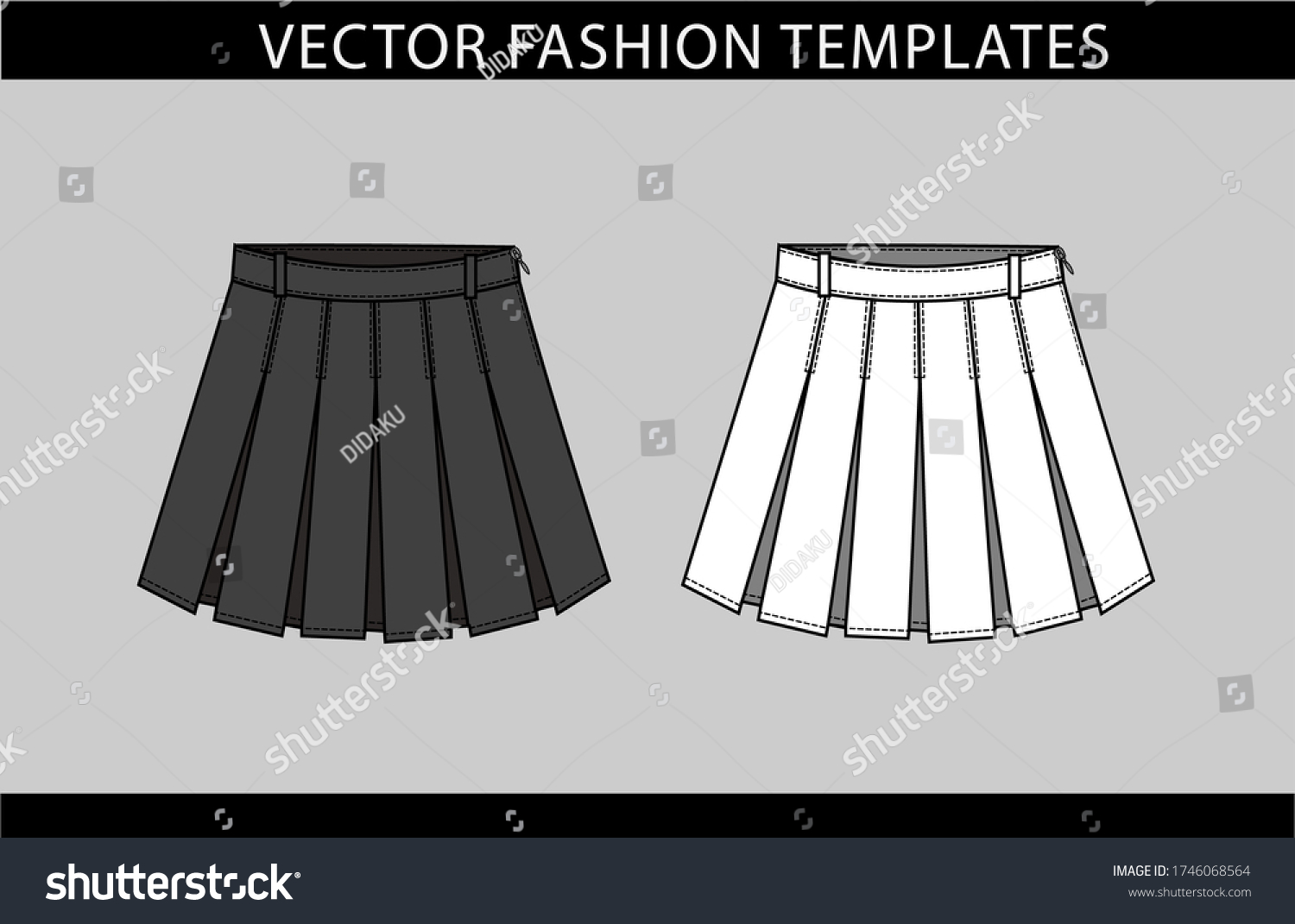 Skirt Fashion Flat Sketch Template Royalty Free Stock Vector