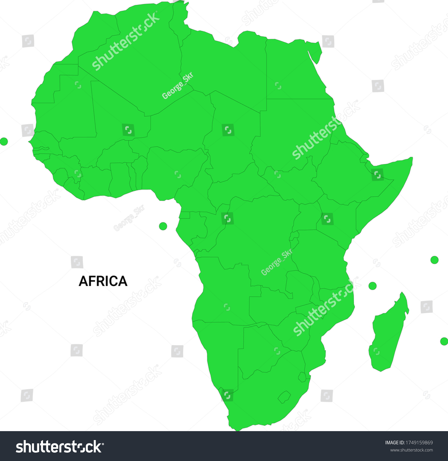 Map Of Africa Continent In Green Color Royalty Free Stock Vector