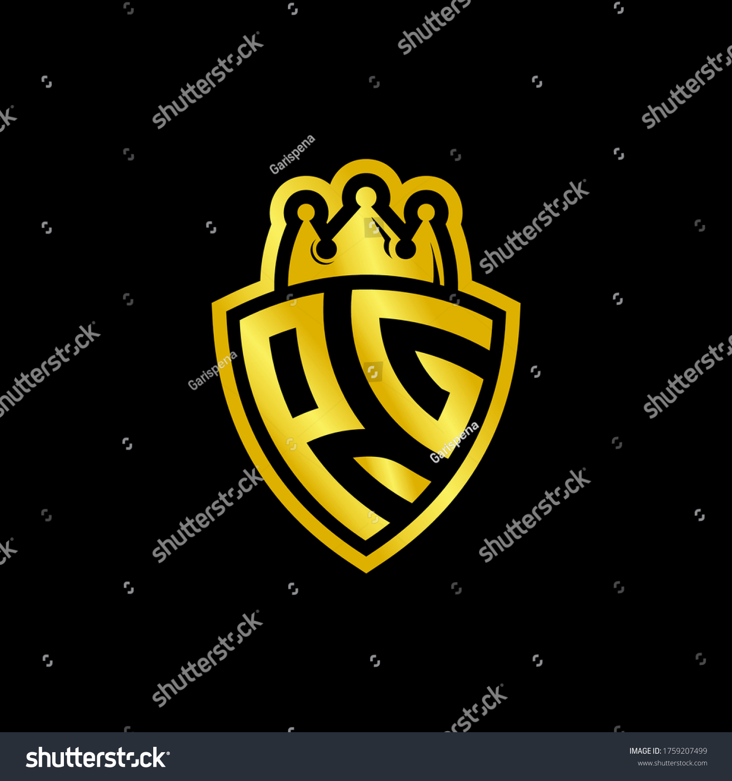 PG Monogram Logo With Shield And Crown Style Royalty Free Stock