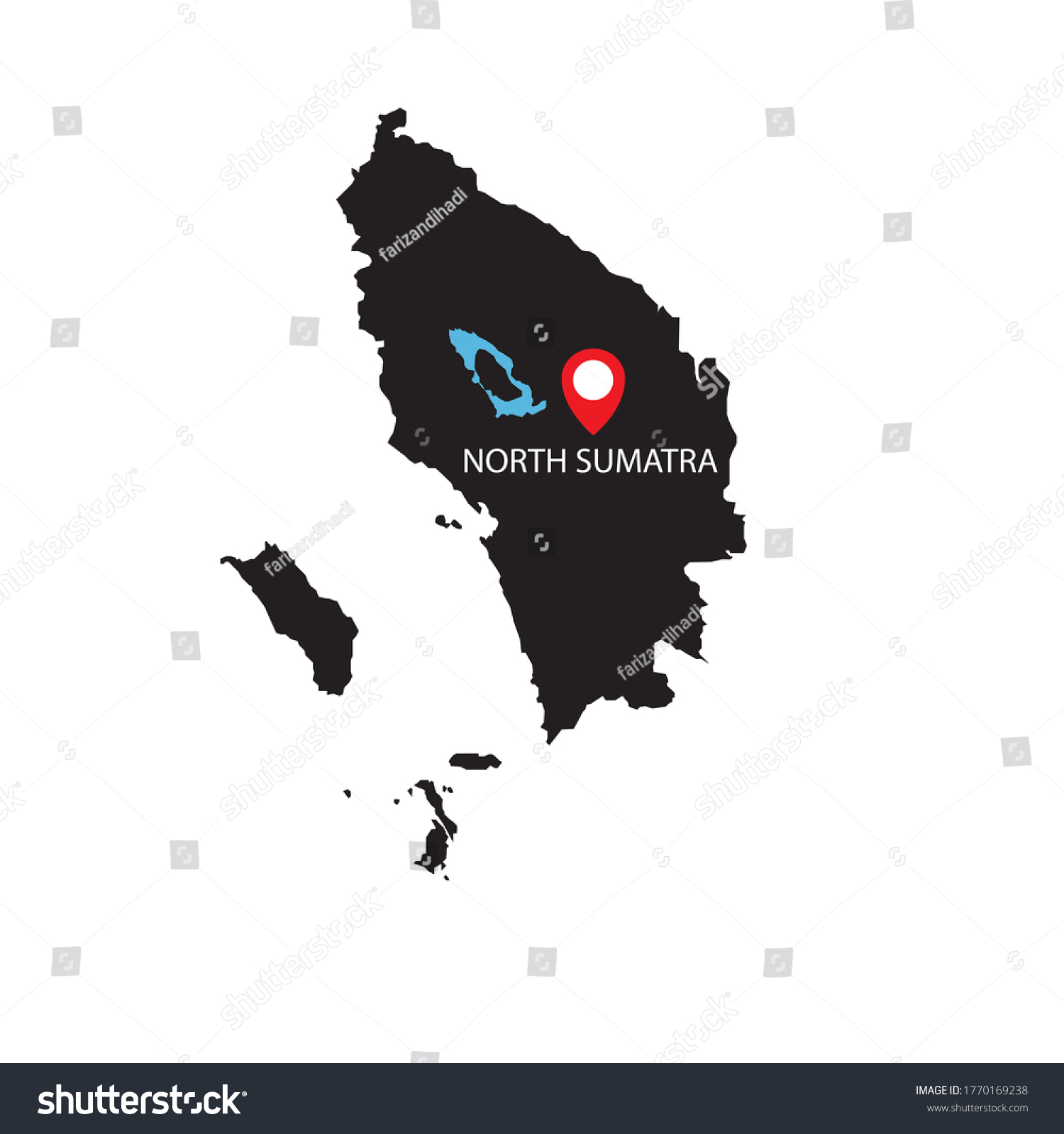 North Sumatra Maps In Black And White With Icon Royalty Free Stock