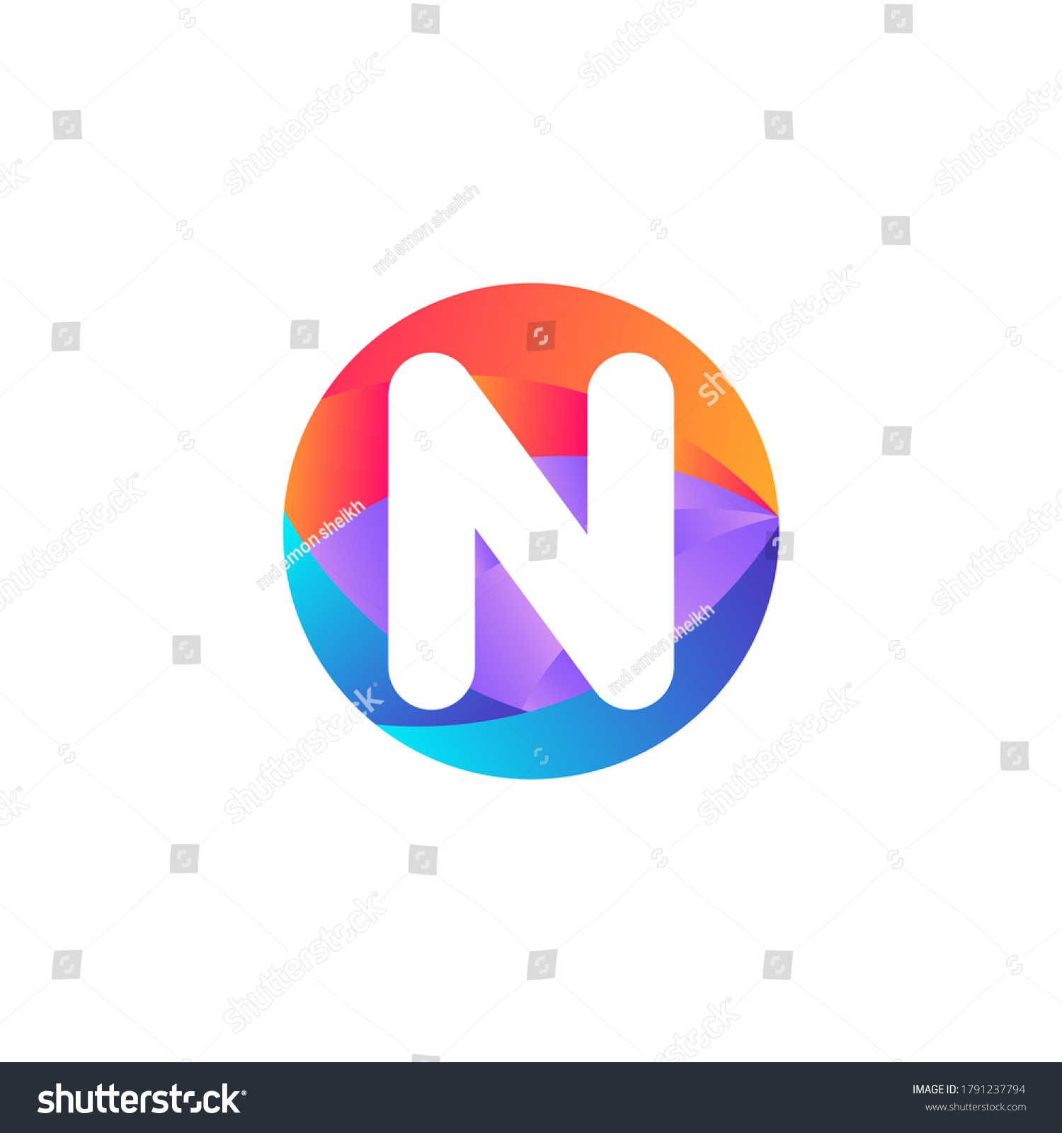 N Letter Circle Logo Design N Letter Logo With Royalty Free Stock