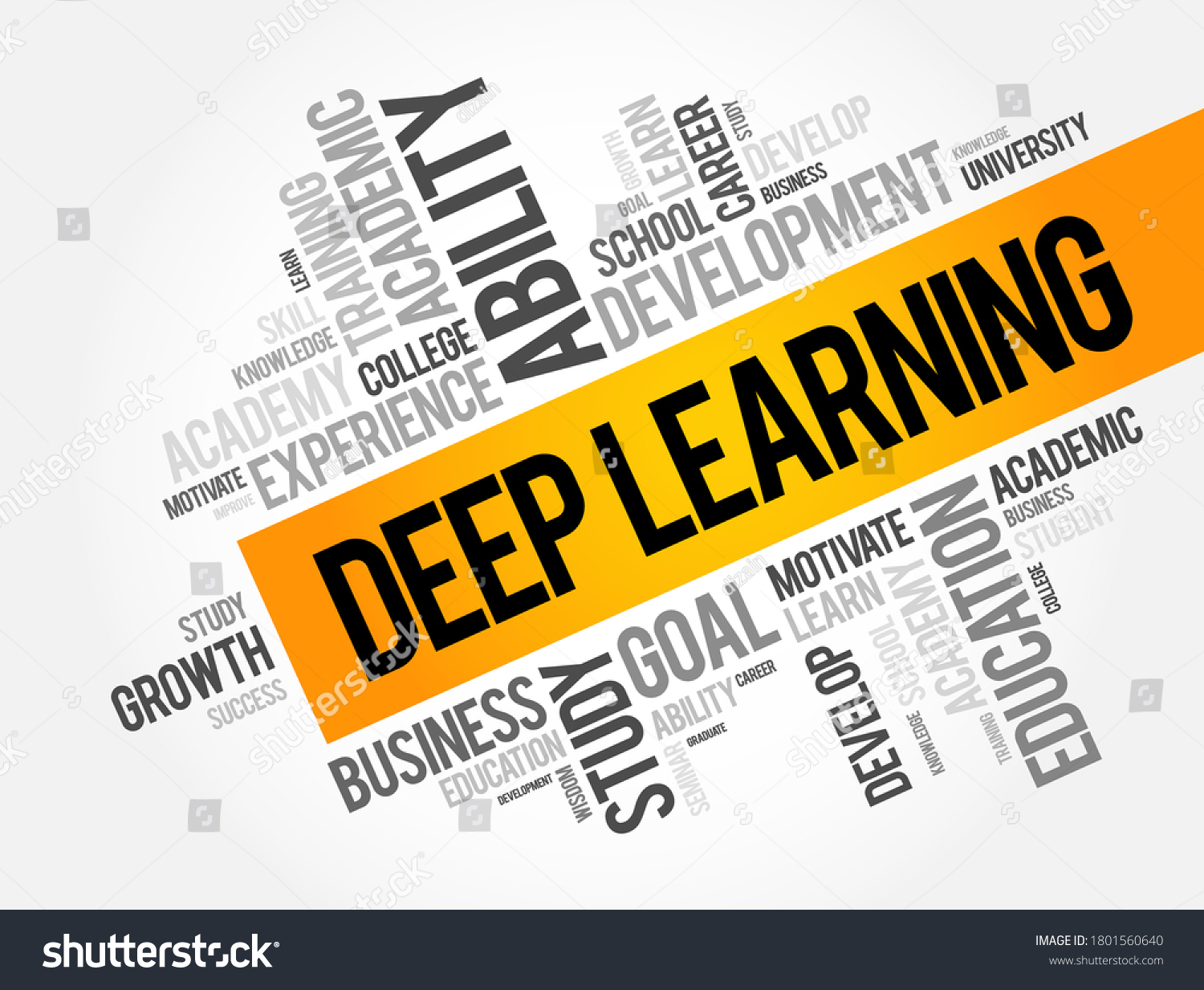 Deep Learning Word Cloud Collage Education Royalty Free Stock Vector