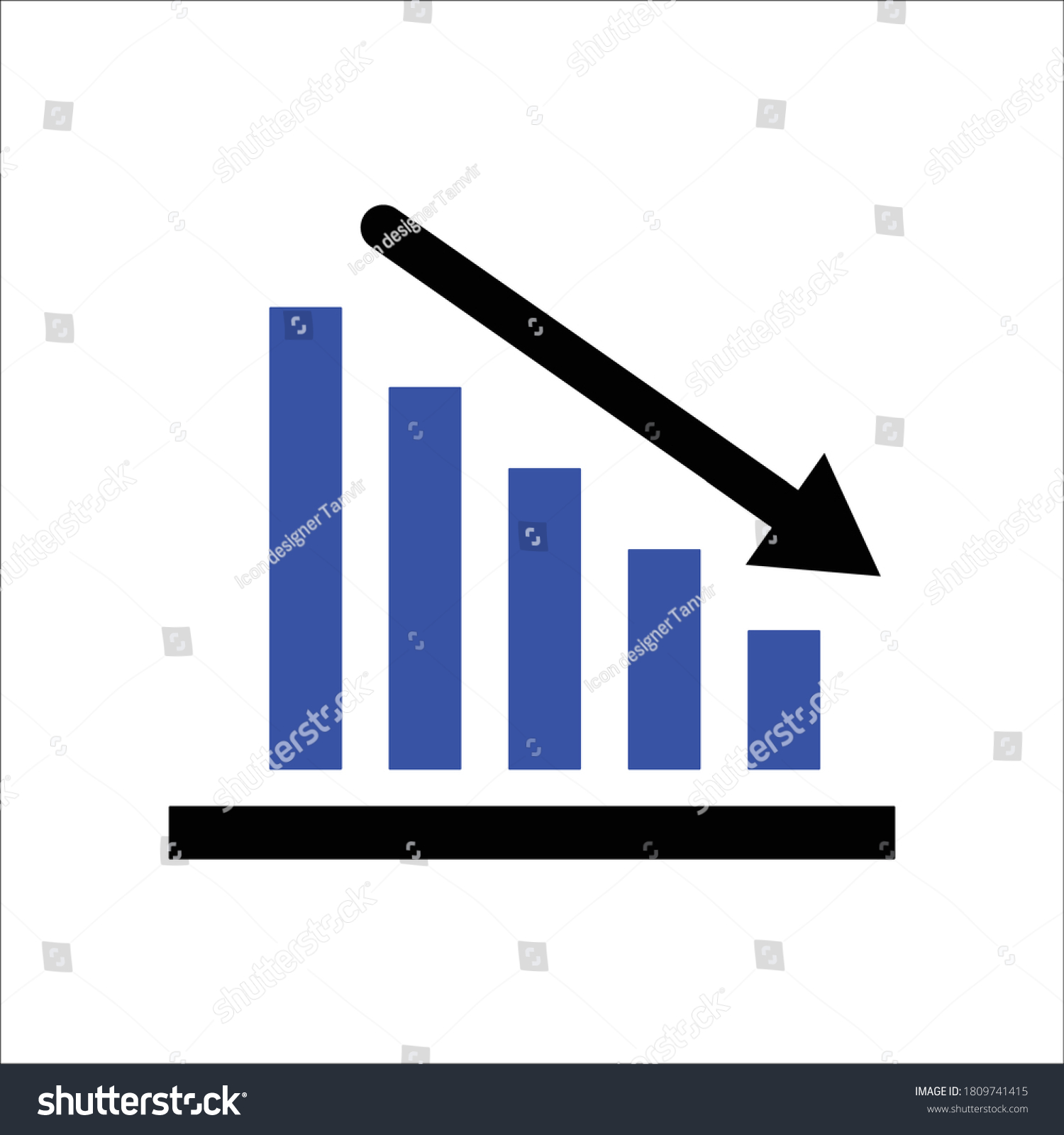 Chart With Bars Declining Chart Icon Loss Royalty Free Stock Vector