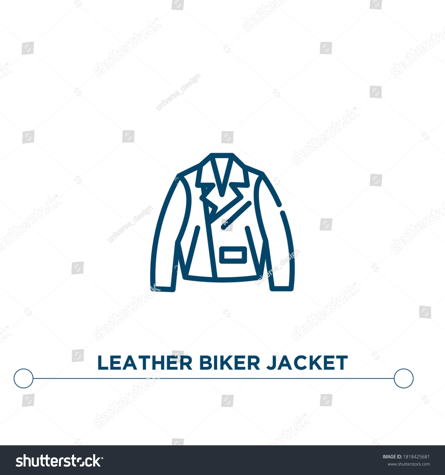 Leather Biker Jacket Outline Vector Icon Simple Royalty Free Stock