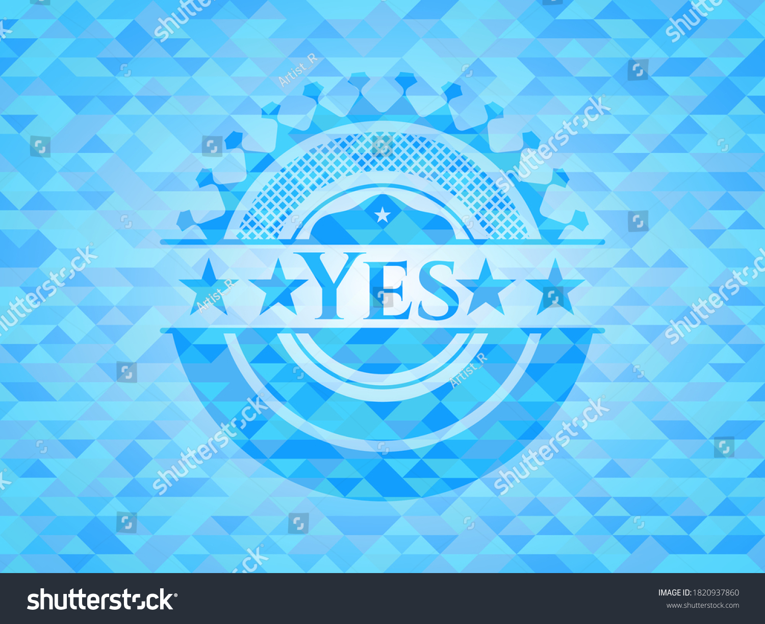 Yes Realistic Light Blue Emblem Mosaic Royalty Free Stock Vector