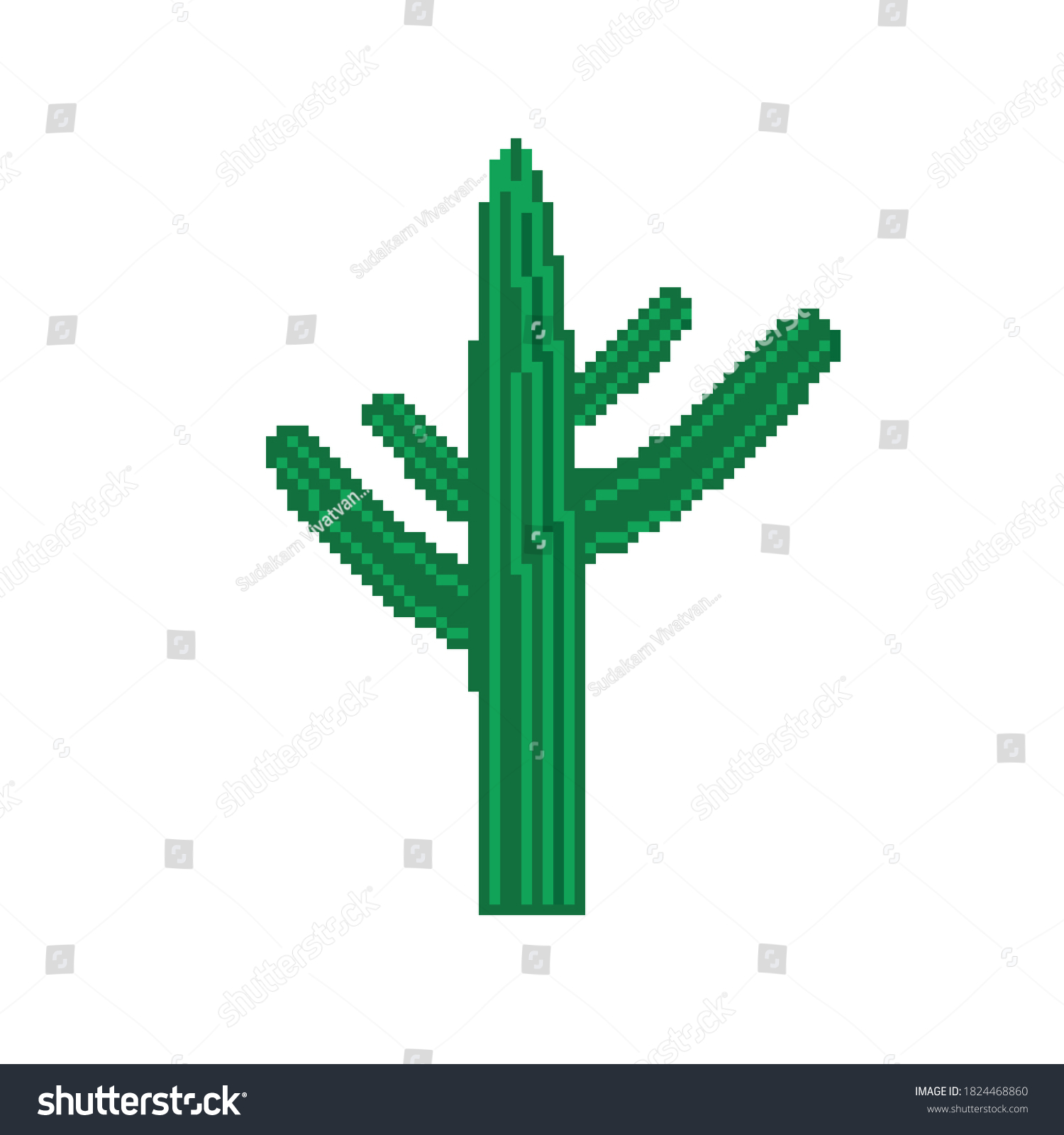 Cactus Pixel Art Vector Picture Royalty Free Stock Vector