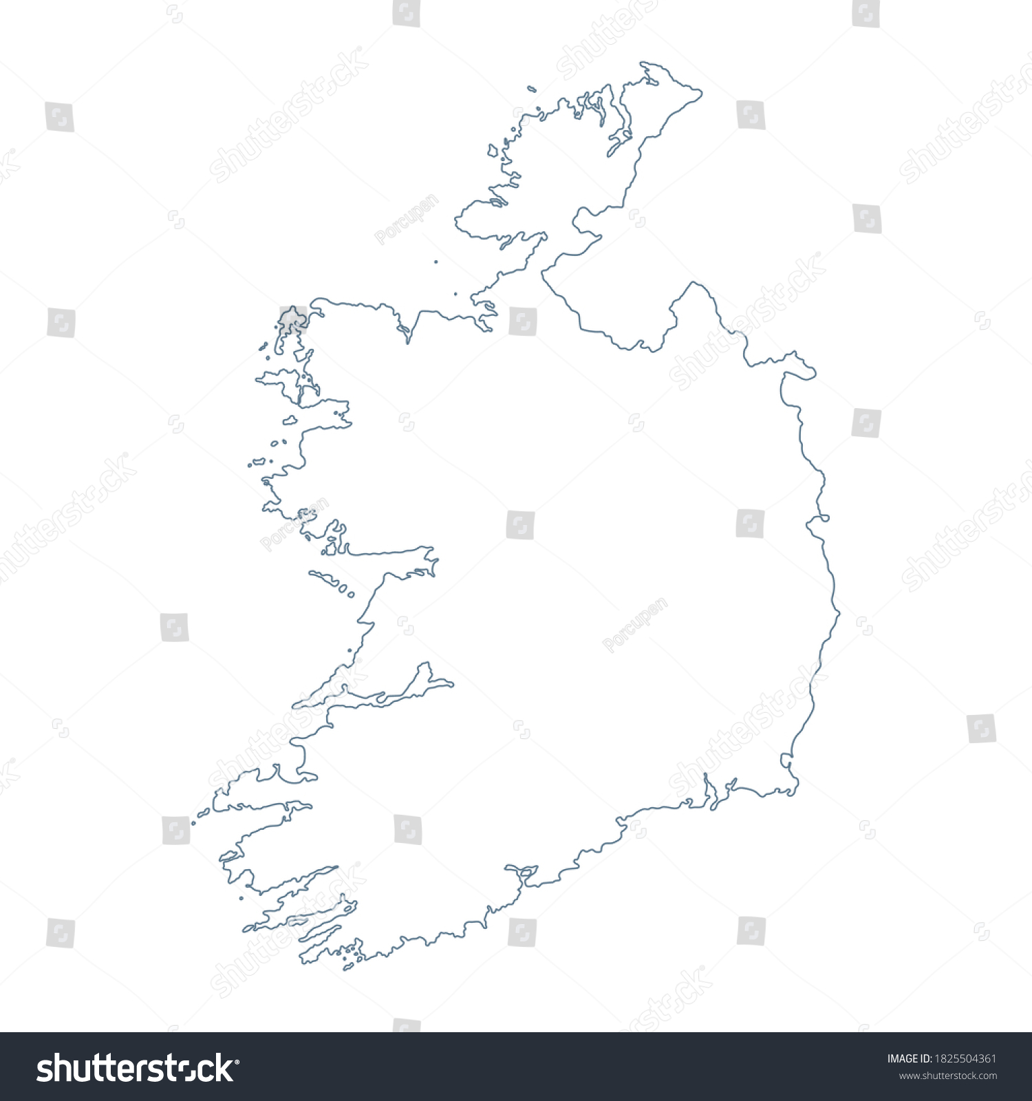 Ireland Map Vector Contour Illustration Royalty Free Stock Vector