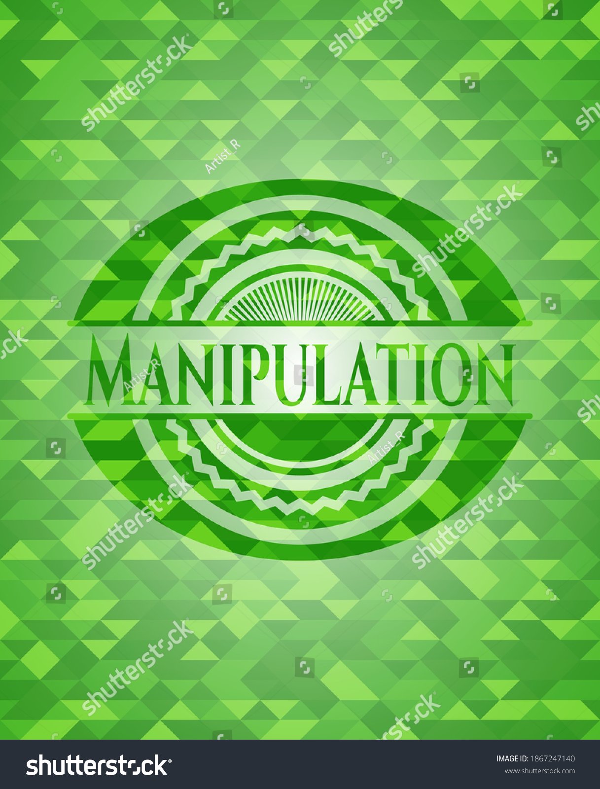 Manipulation Realistic Green Emblem Mosaic Royalty Free Stock Vector