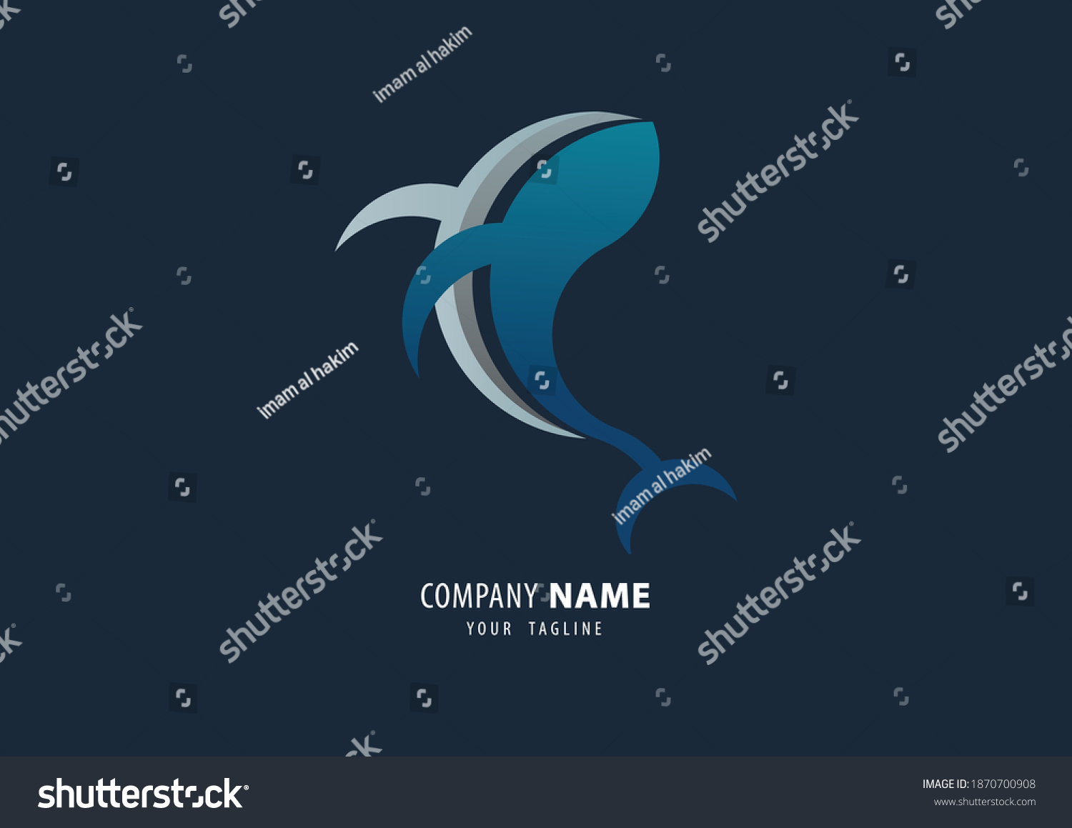 Humpback Whale Logo Flat Style Royalty Free Stock Vector