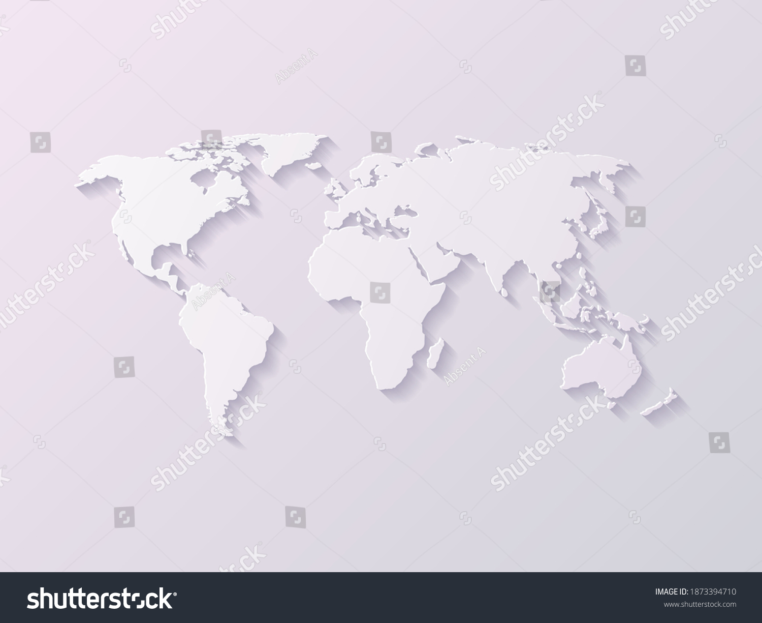 Decorative World Map With Shadow Vector Royalty Free Stock Vector