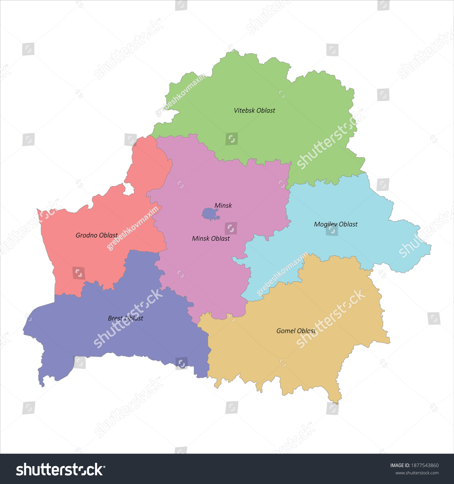 High Quality Colorful Labeled Map Of Belarus Royalty Free Stock