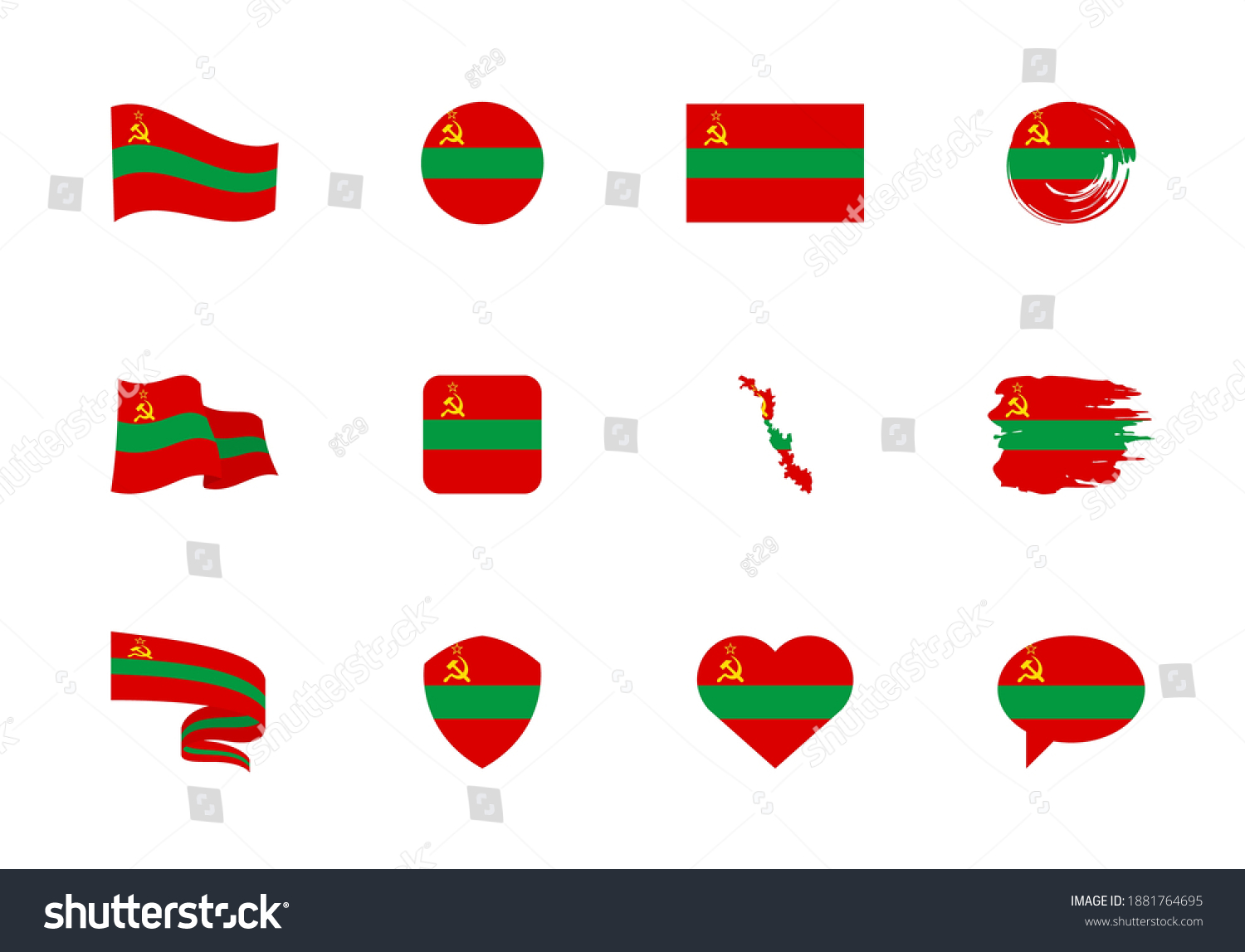 Transnistria Flag Flat Collection Flags Of Royalty Free Stock