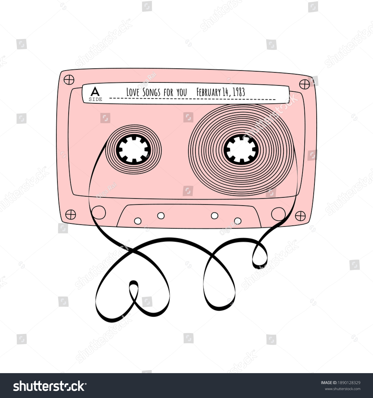 Retro Compact Tape Cassette Vintage Red Audio Royalty Free Stock