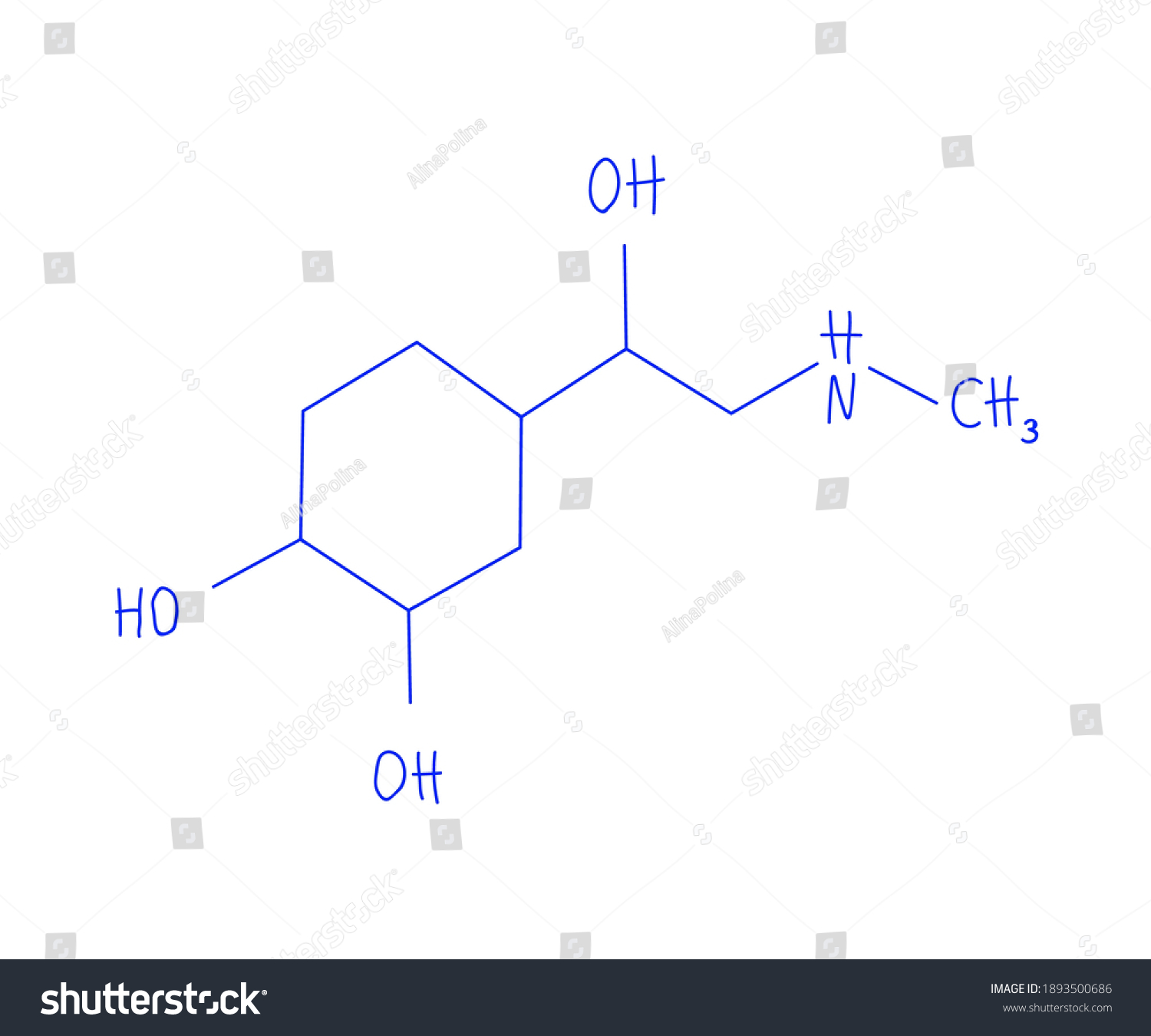 Molecular Formula Of Adrenaline Symbol Vector Royalty Free Stock