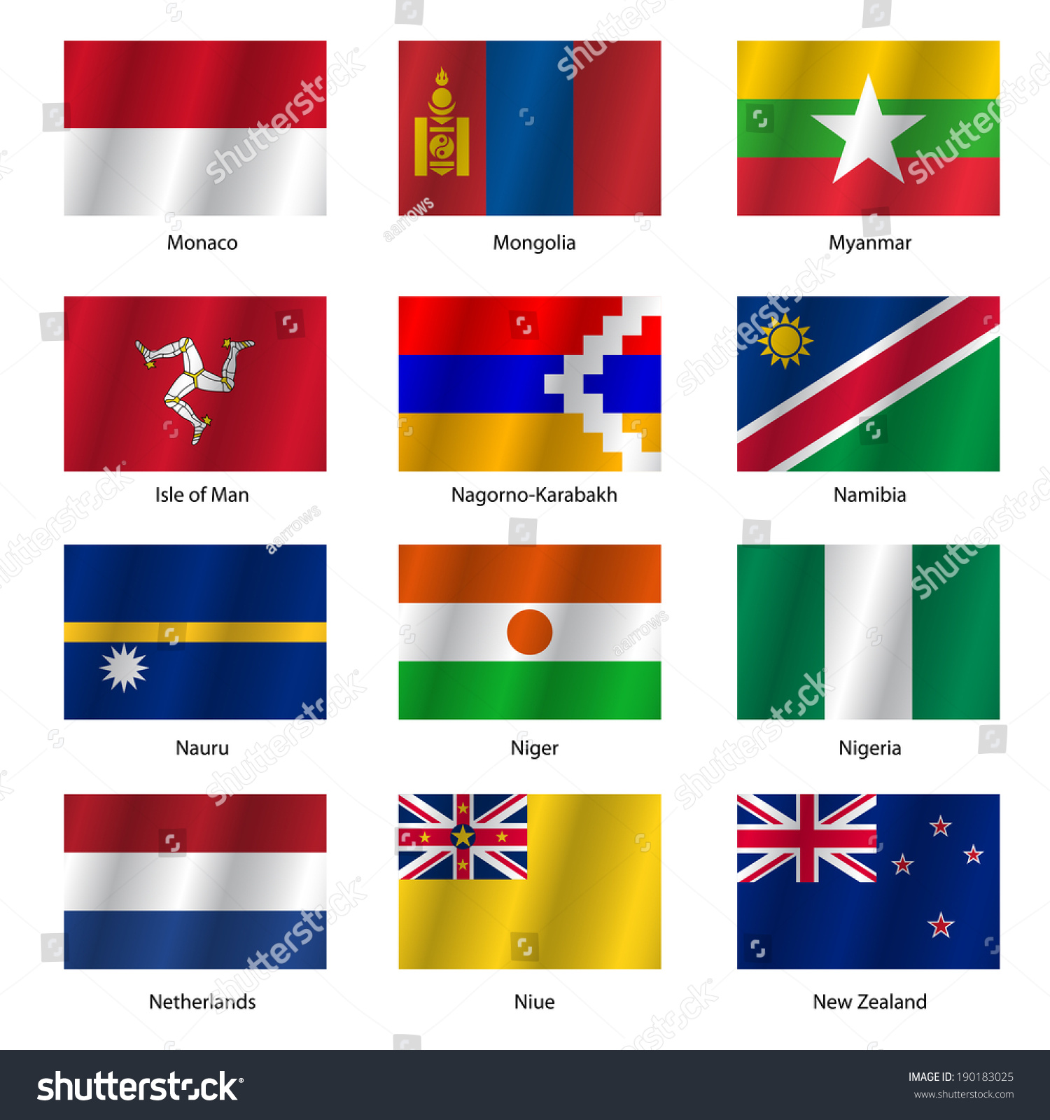 Set Flags Of World Sovereign States Royalty Free Stock Photo