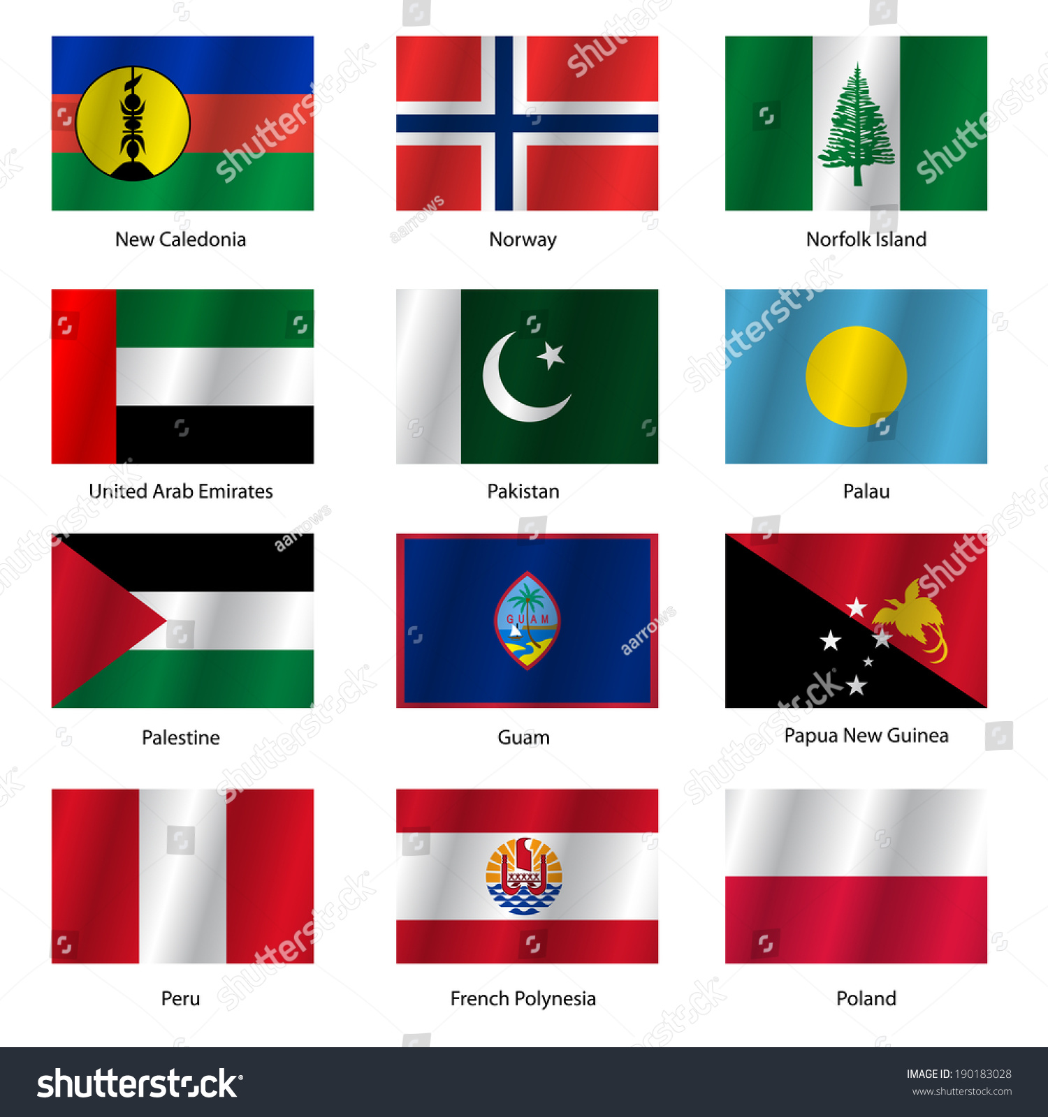 Set Flags Of World Sovereign States Royalty Free Stock Photo