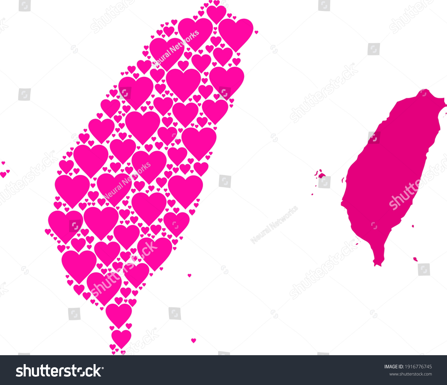 Love Mosaic And Solid Map Of Taiwan Mosaic Map Royalty Free Stock