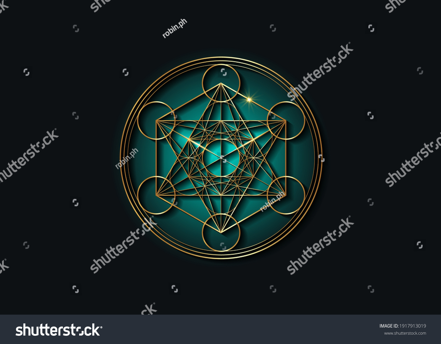 Metatron S Cube Flower Of Life Gold Sacred Royalty Free Stock