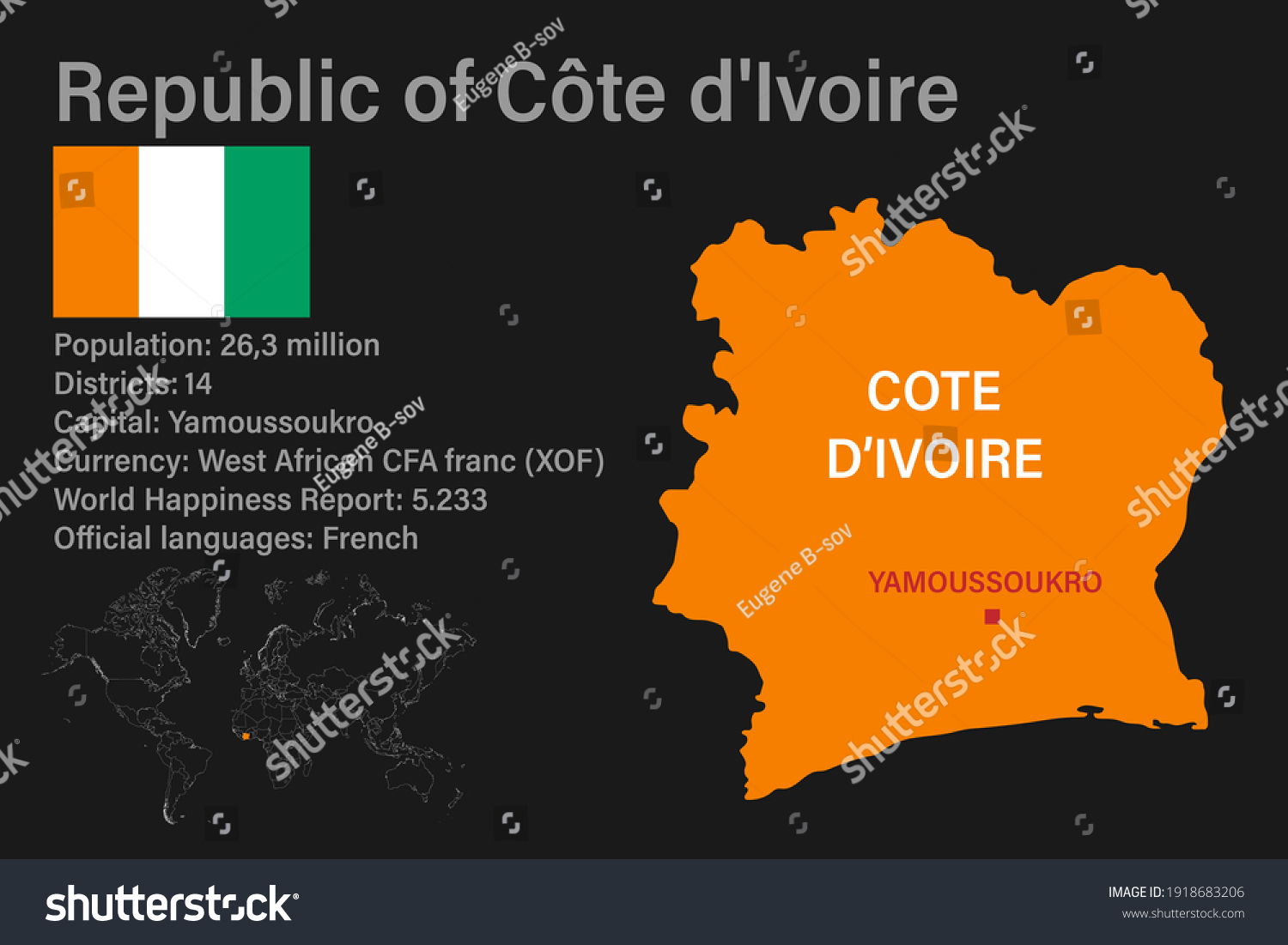 Highly Detailed C Te D Ivoire Map With Flag Royalty Free Stock