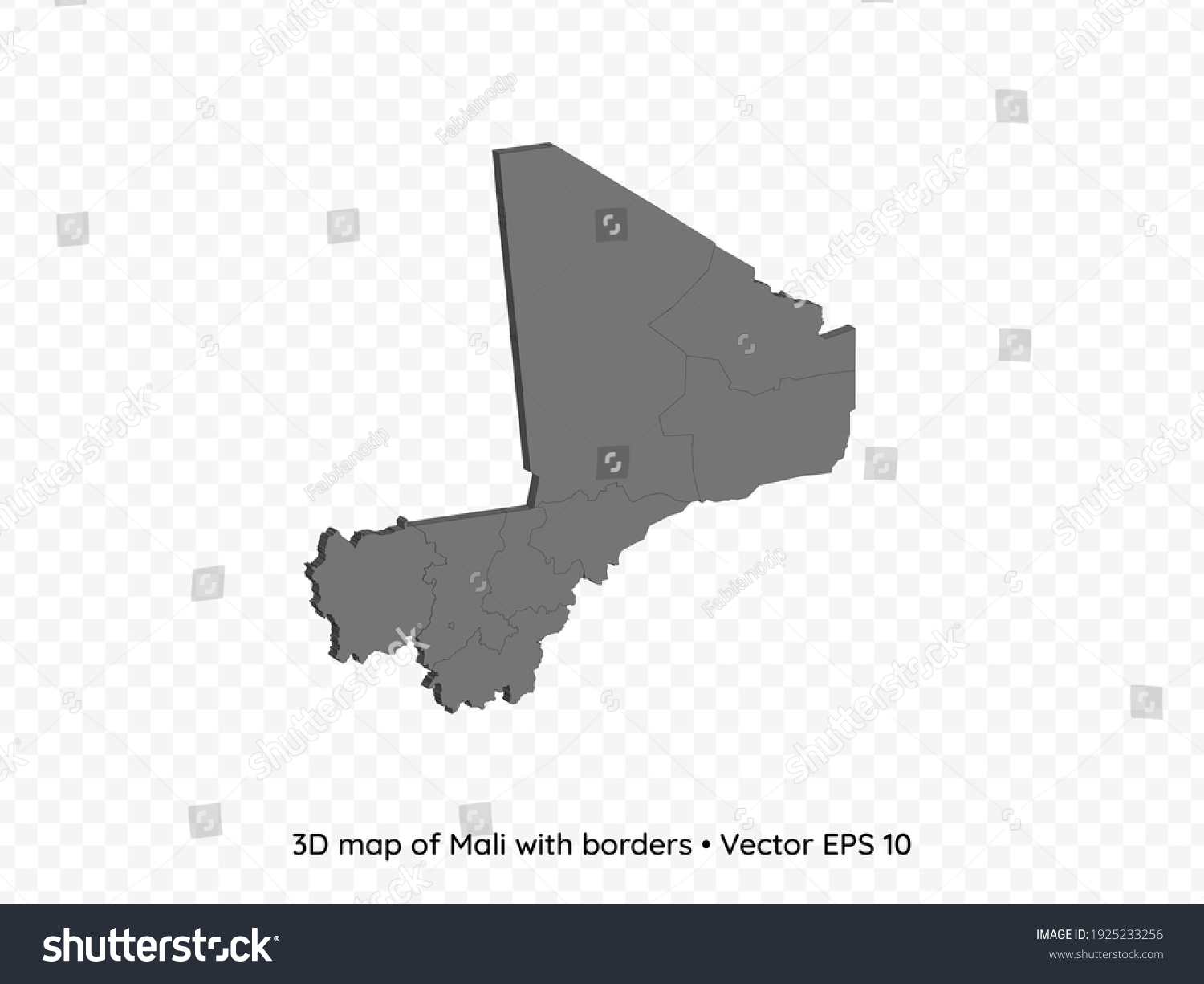 D Map Of Mali With Borders Isolated On Royalty Free Stock Vector