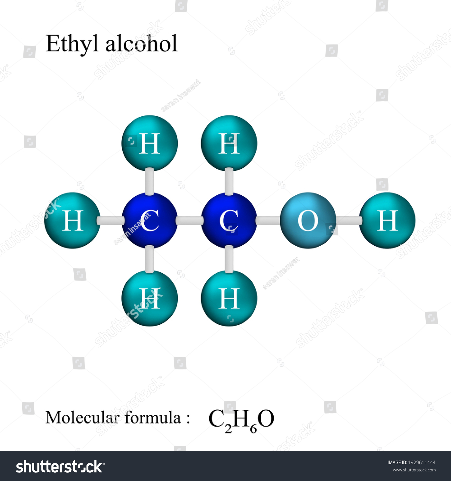 Lewis Structural Formula Of Ethyl Alcoho Royalty Free Stock Vector