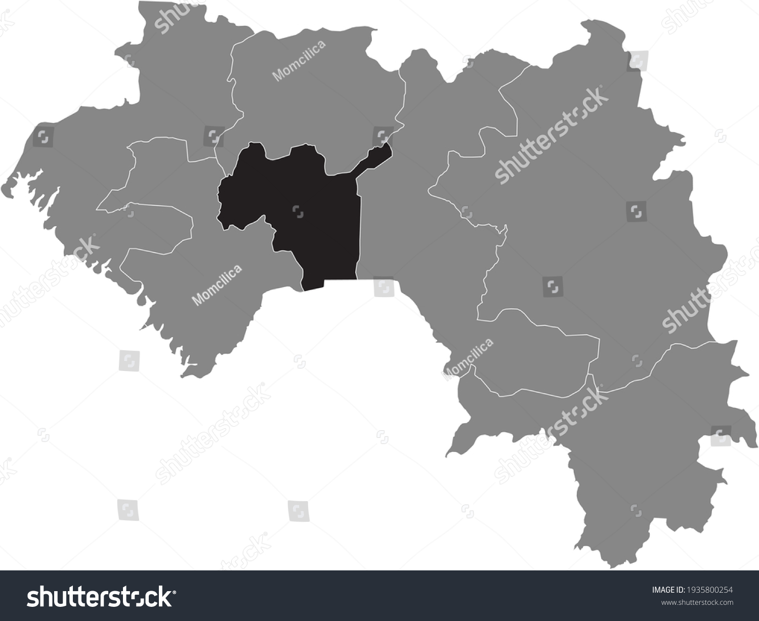 Black Highlighted Location Map Of The Guinean Royalty Free Stock