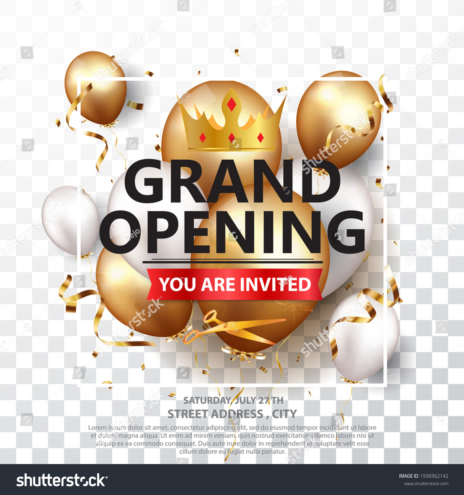 Grand Opening Card Design With Gold And Red Royalty Free Stock Photo