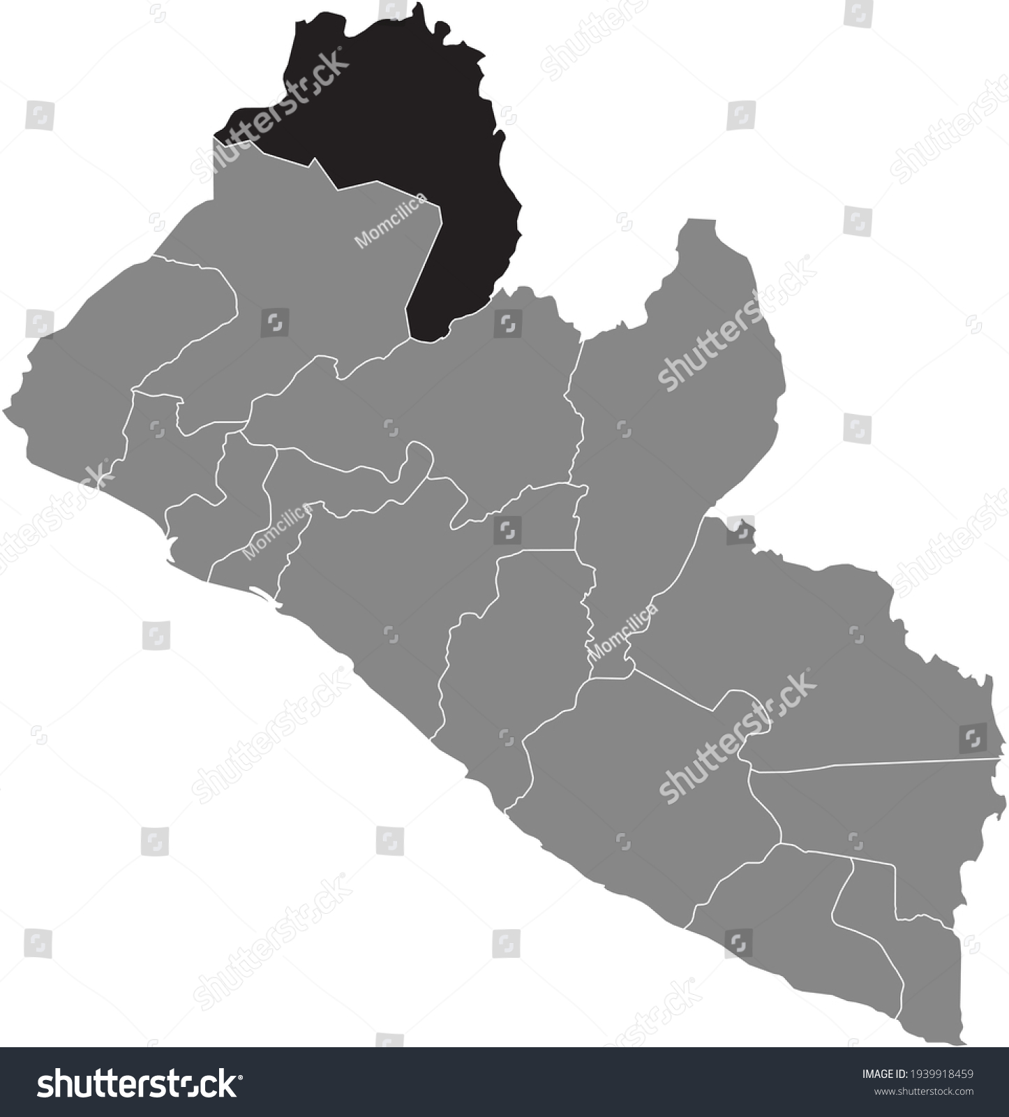 Black Highlighted Location Map Of The Liberian Royalty Free Stock