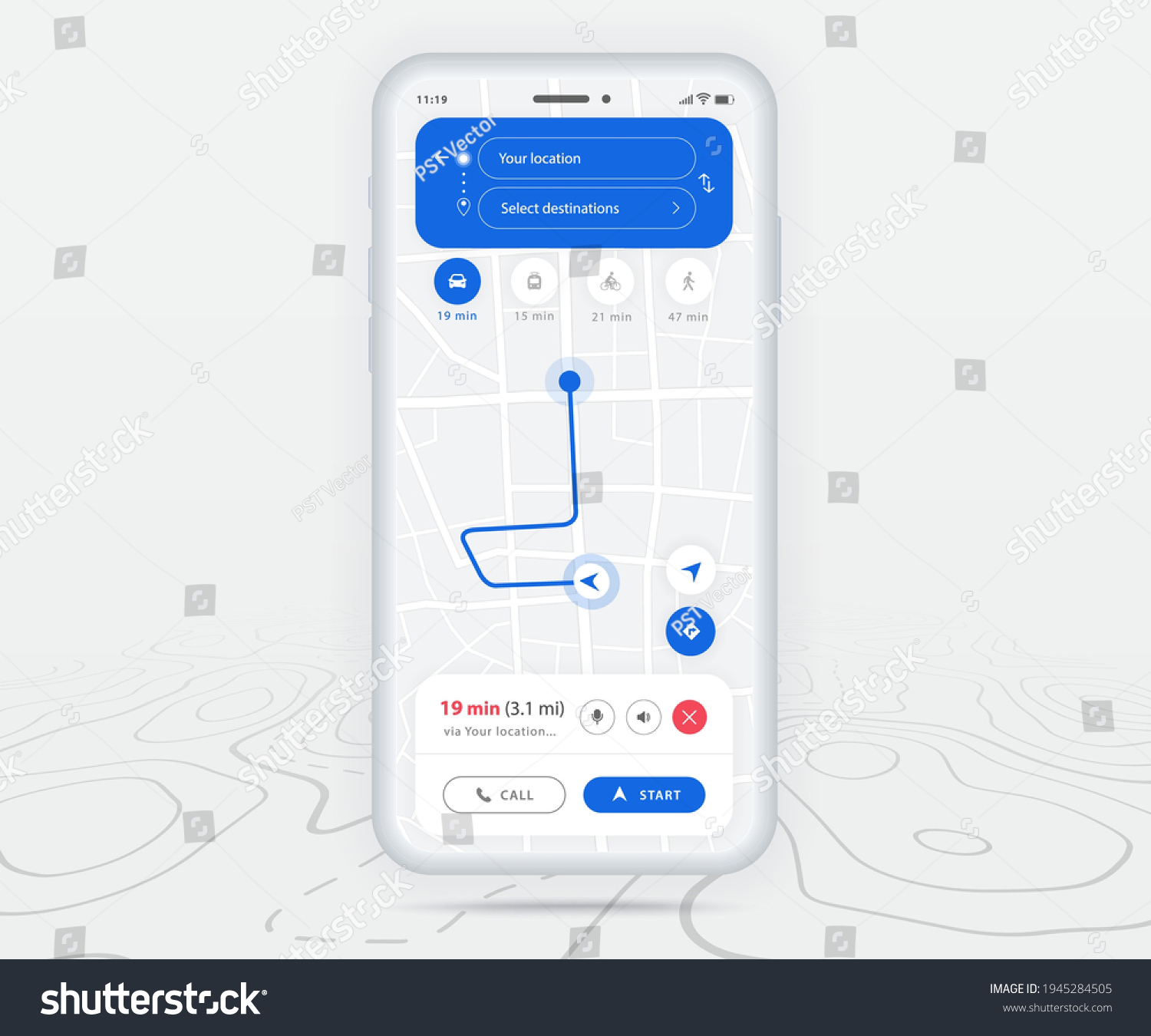 Map GPS Navigation Ux Ui Concept Smartphone Map Royalty Free Stock