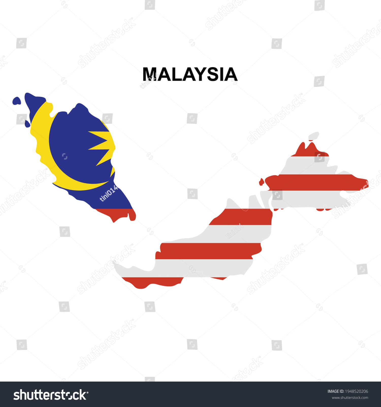 Map Of Malaysia With National Flag Icon Vector Royalty Free Stock