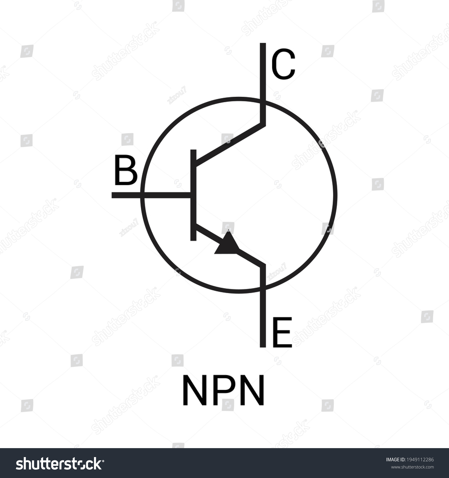 Npn Transistor Schematic Symbol Vector Royalty Free Stock Vector