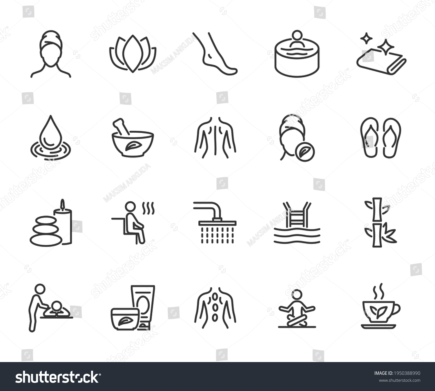 Vector Set Of Spa Line Icons Contains Icons Royalty Free Stock