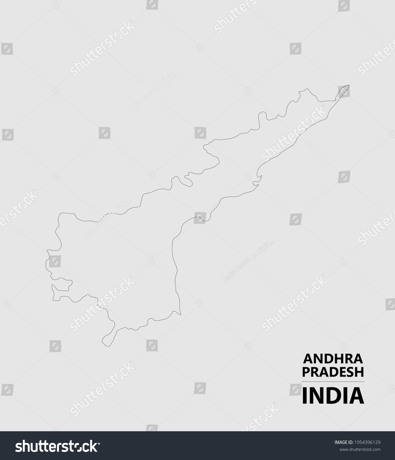 Andhra Pradesh India Vector Outline Map Royalty Free Stock Vector