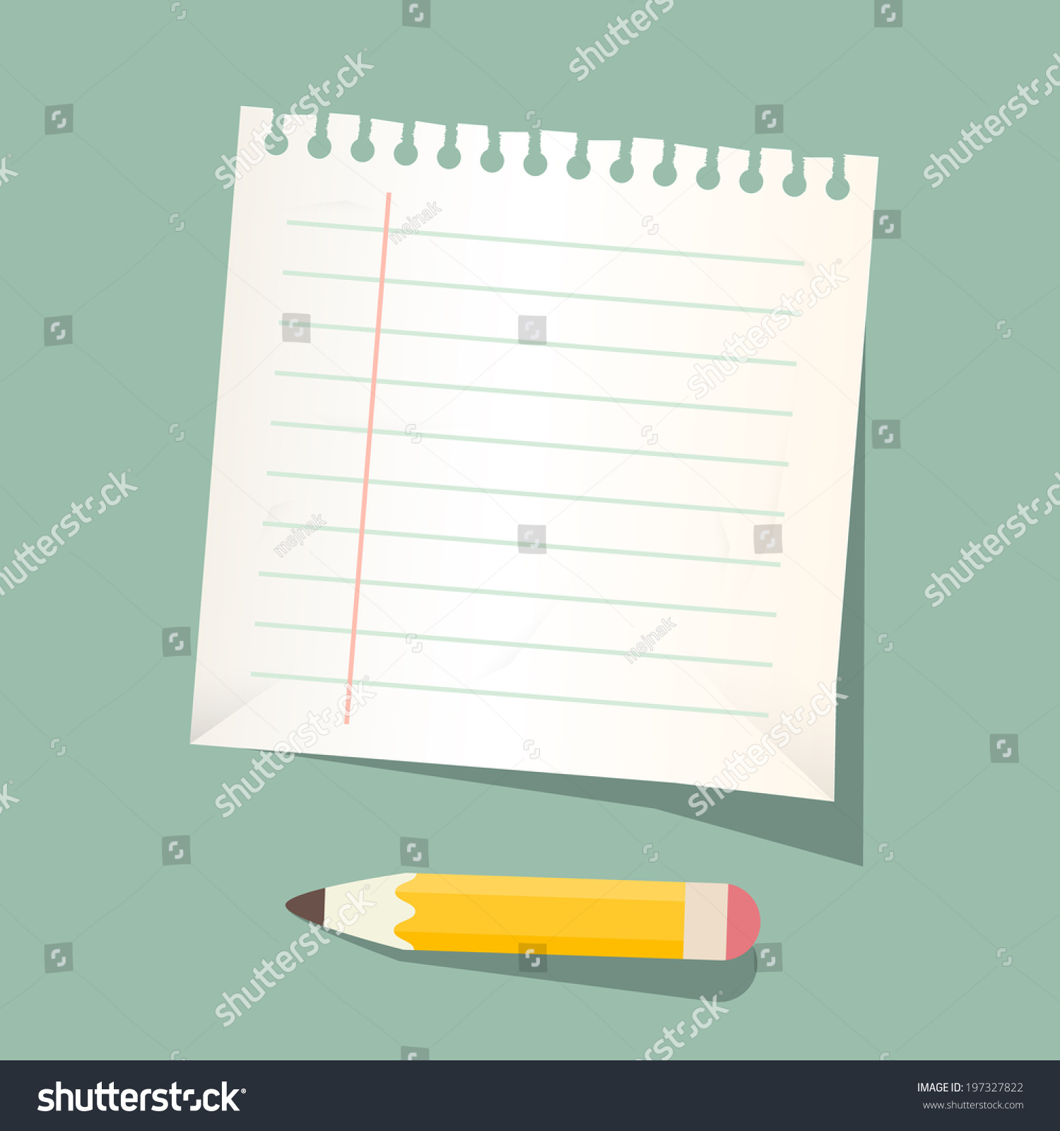 Retro Vector Empty White Paper Sheet With Pencil Royalty Free Stock