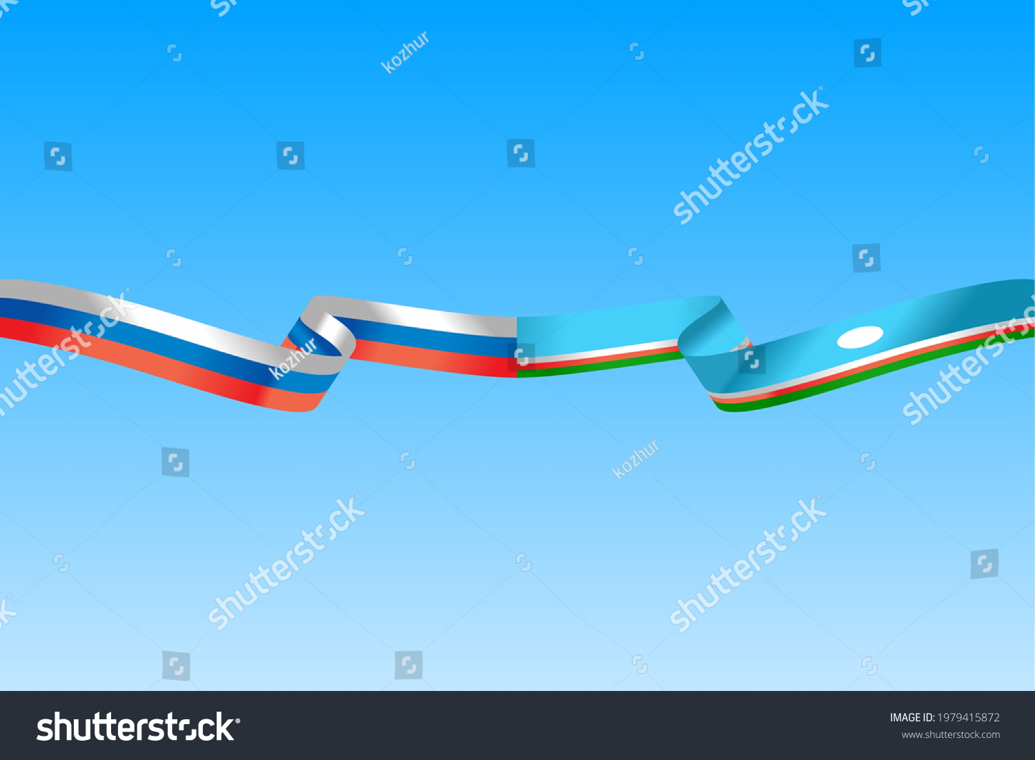 Flags Of Russia And Yakutia Are Waving Royalty Free Stock Vector