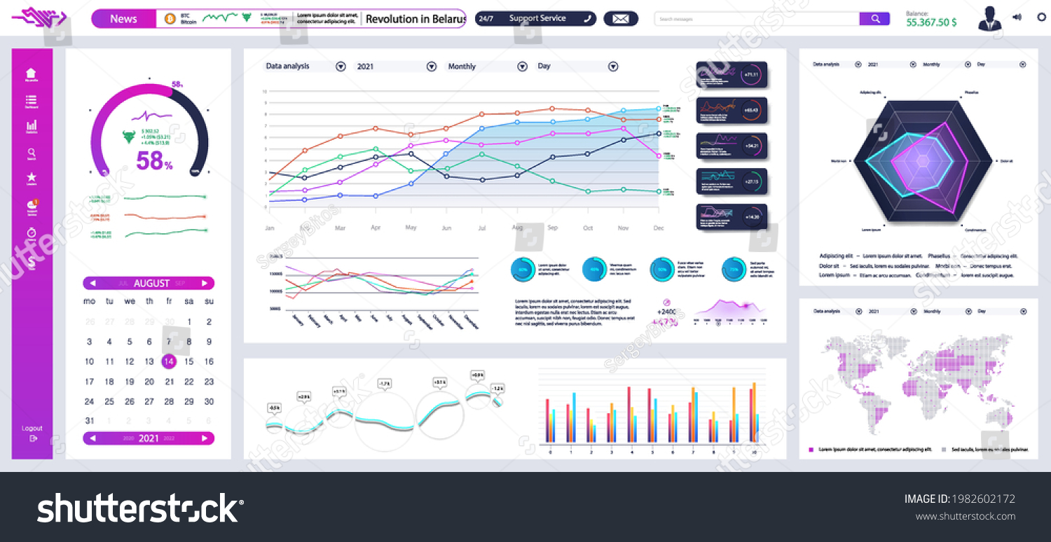 Modern Dashboard Ui Design For Any Site Purposes Royalty Free Stock