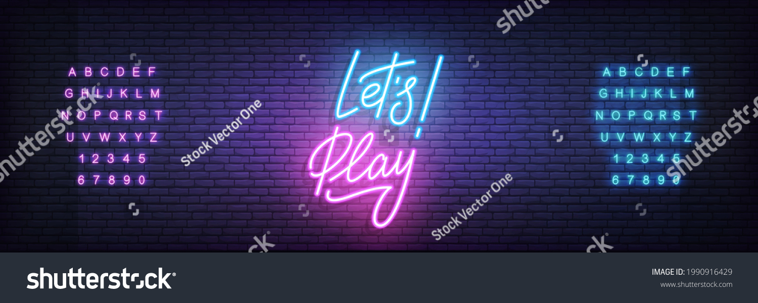 Let S Play Neon Template Glowing Neon Lettering Royalty Free Stock Vector Avopix