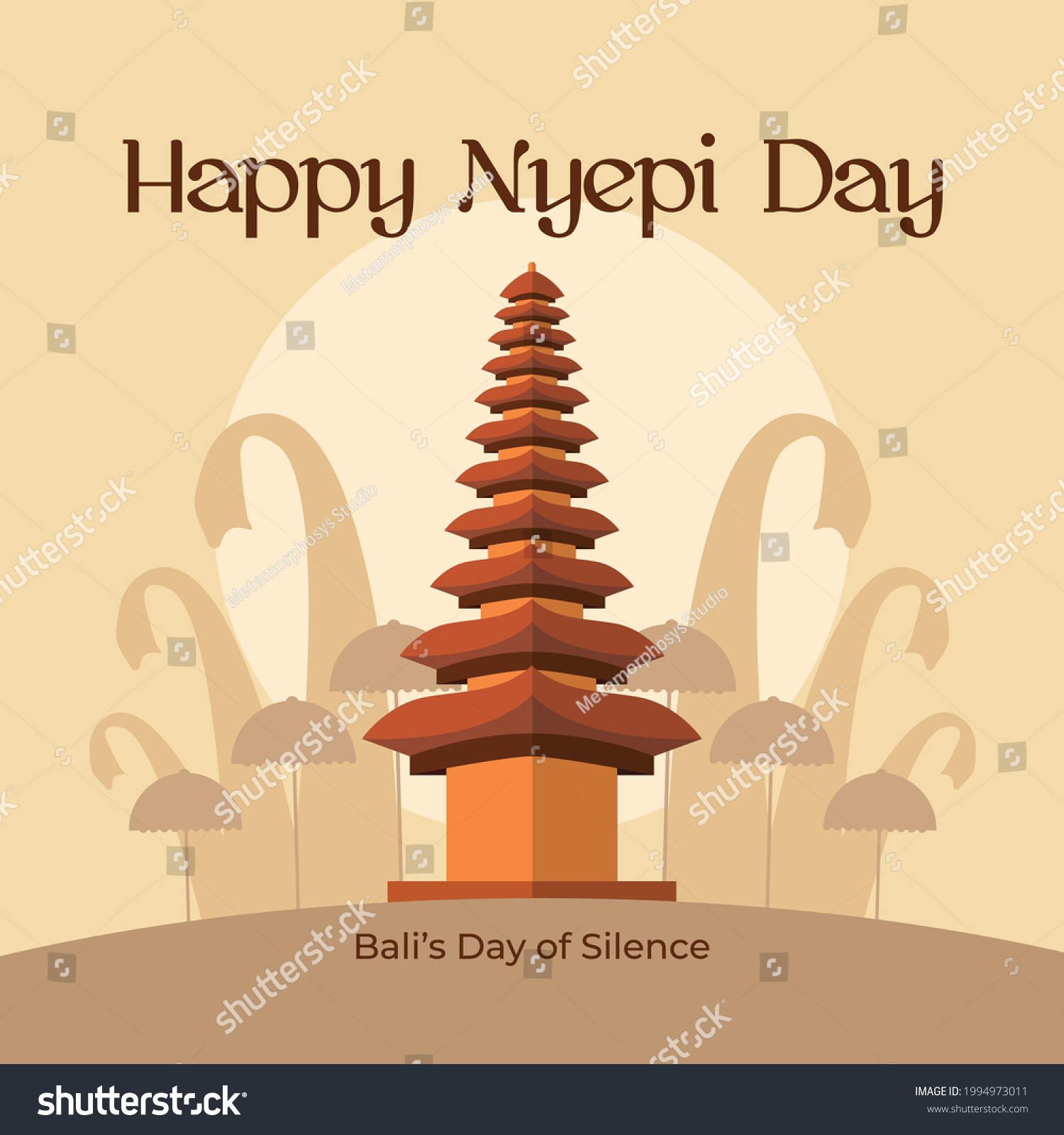 Happy Nyepi Day Bali S Day Of Silence Royalty Free Stock Vector