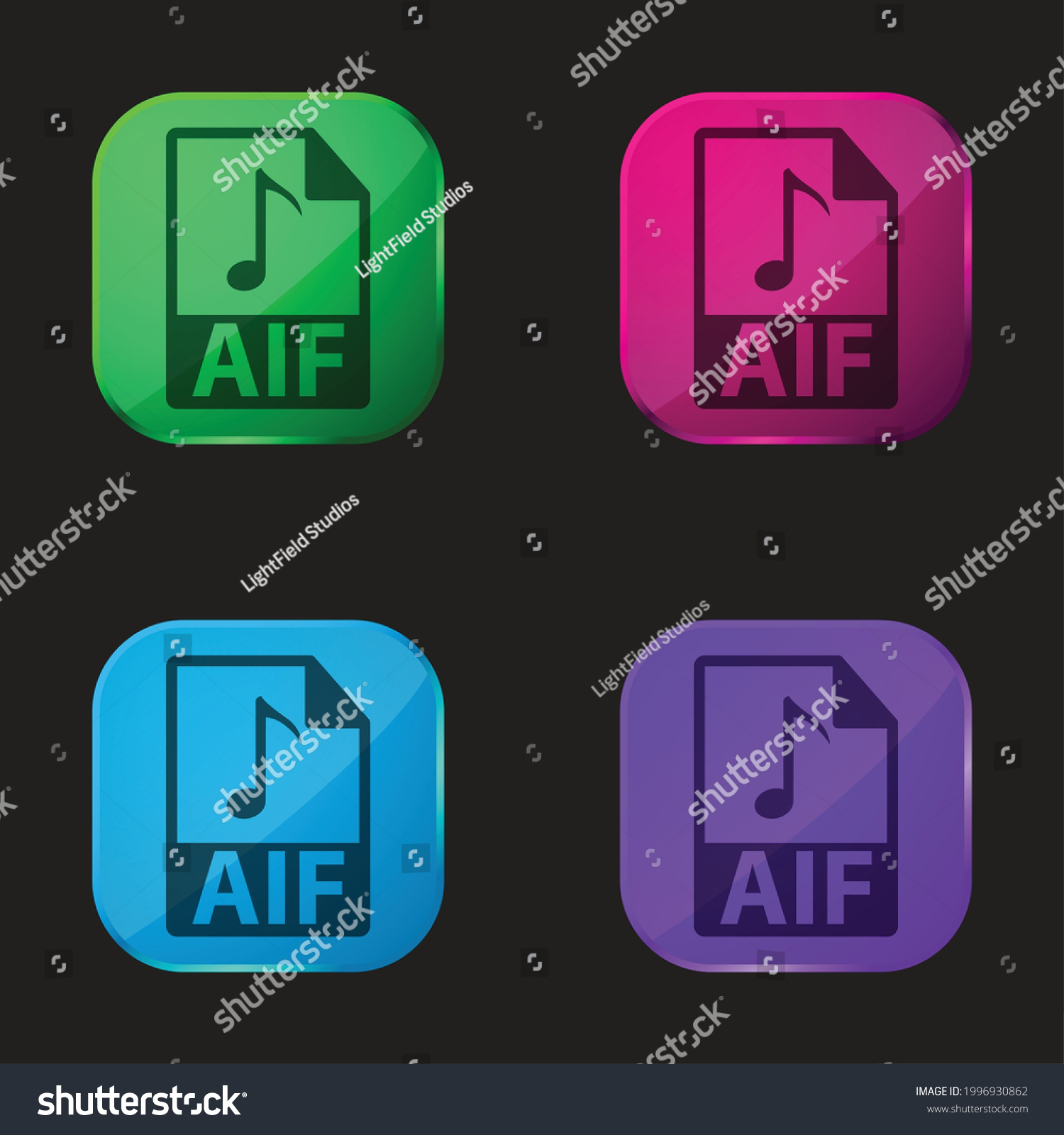 Aif File Format Four Color Glass Button Icon Royalty Free Stock