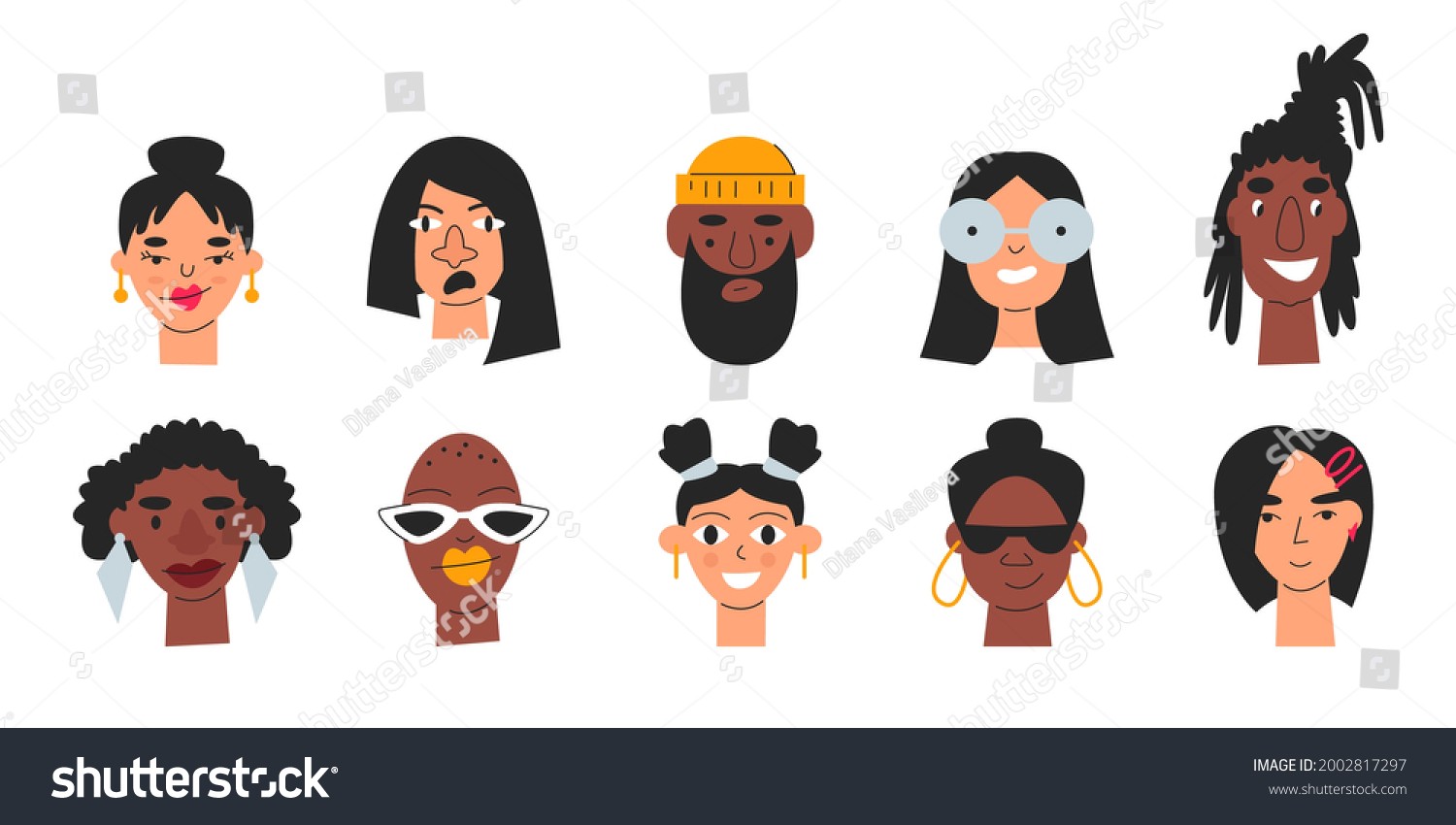 Multicultural Diverse People Avatar Set Isolated Royalty Free Stock