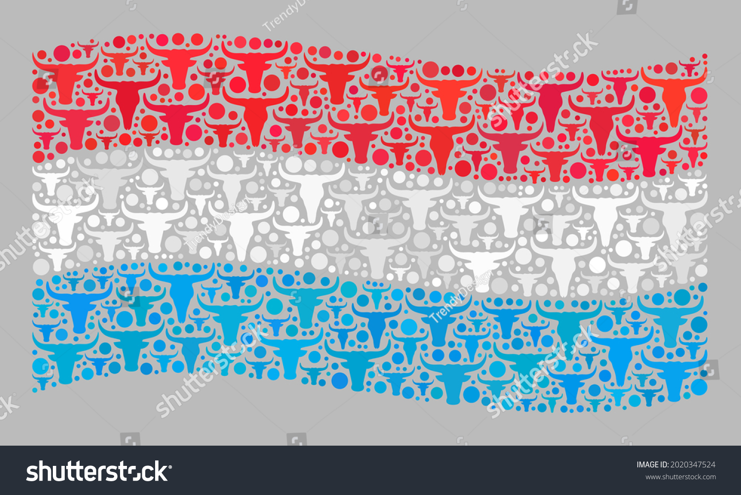 Mosaic Cattle Waving Luxembourg Flag Created Royalty Free Stock