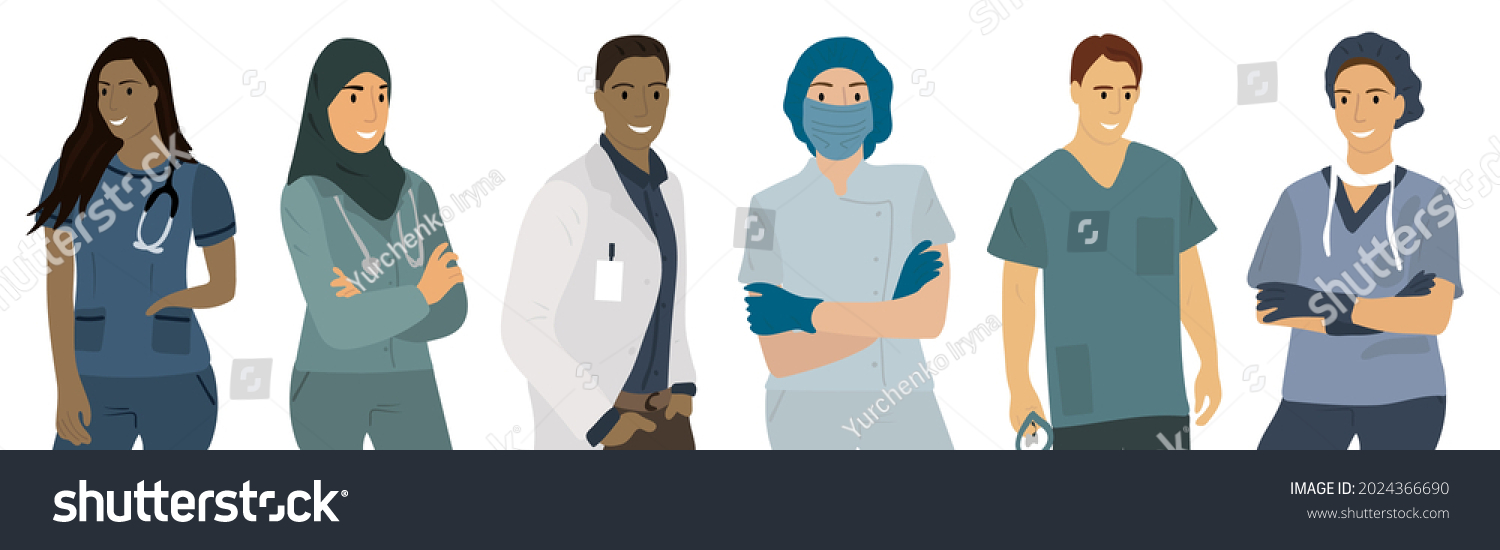 Set Of Doctor And Nurse Cartoon Characters Royalty Free Stock Vector