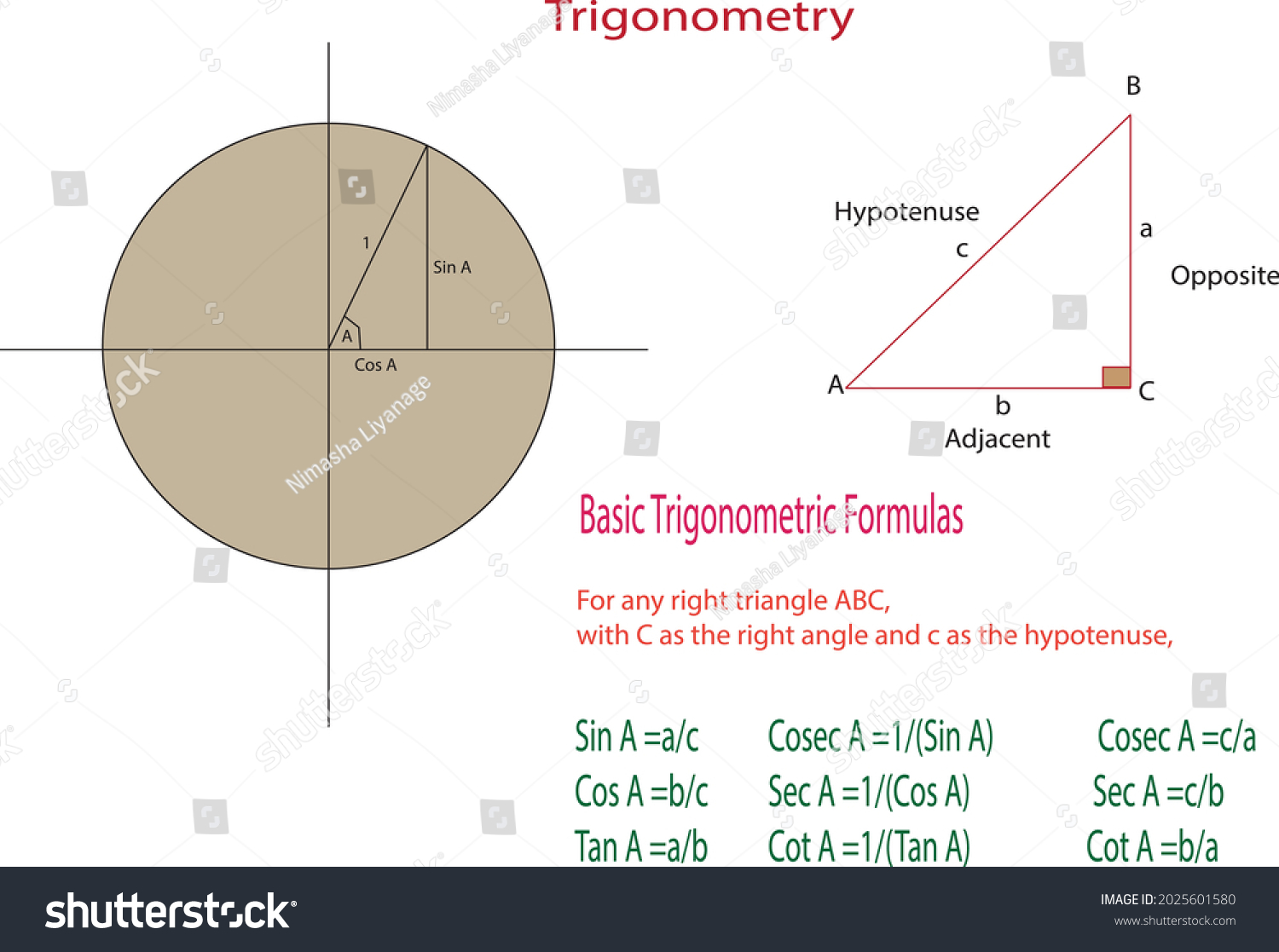 Basic Trigonometric Formulas Basic Trigonometry Royalty Free Stock