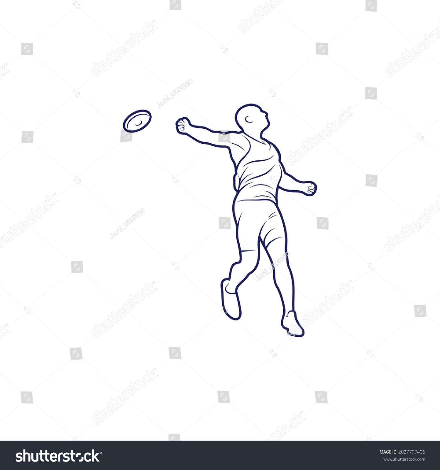 Discus Thrower Vector Illustration Outline Royalty Free Stock Vector