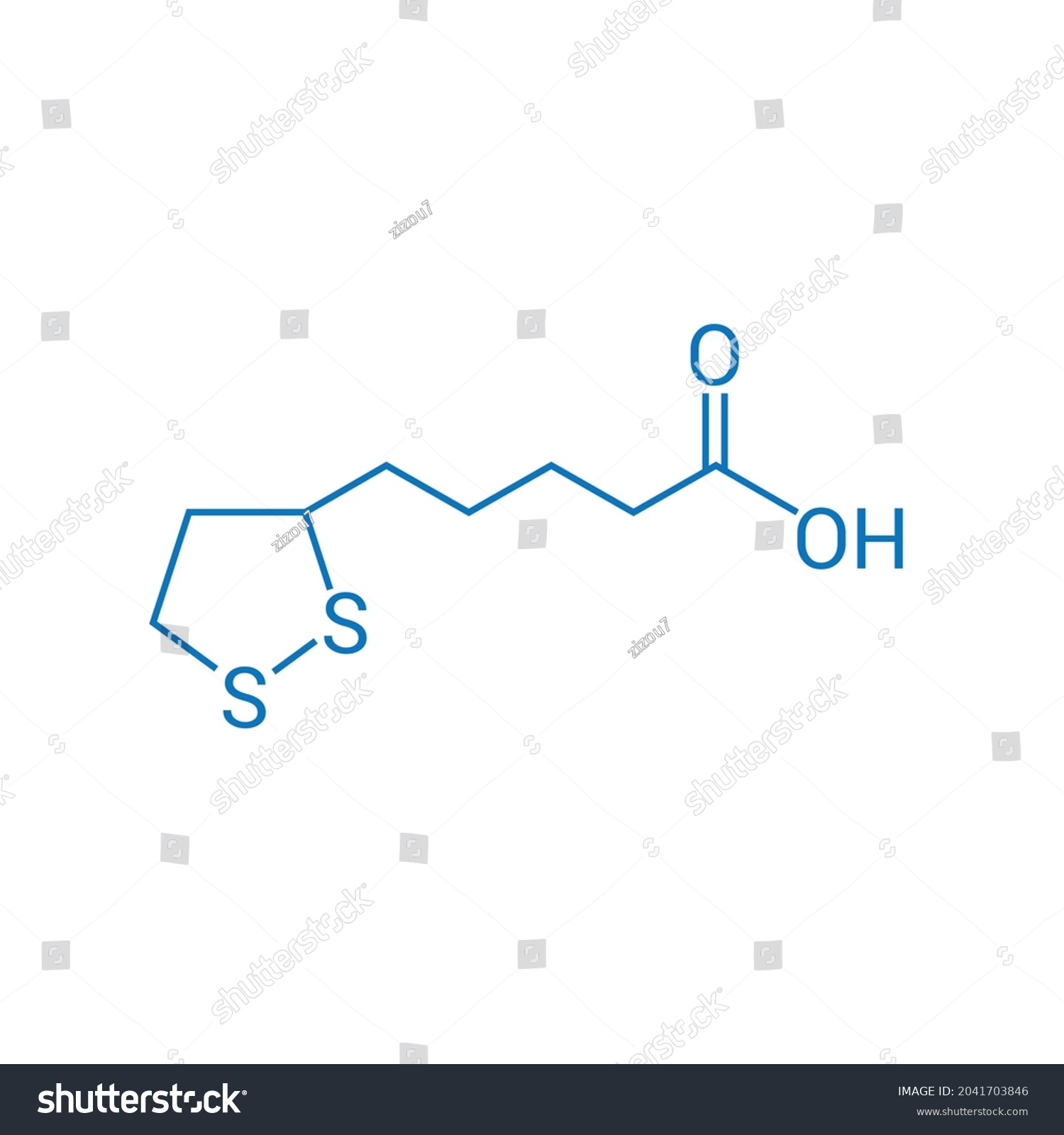 Chemical Structure Of Lipoic Acid C8H14O2S2 Royalty Free Stock