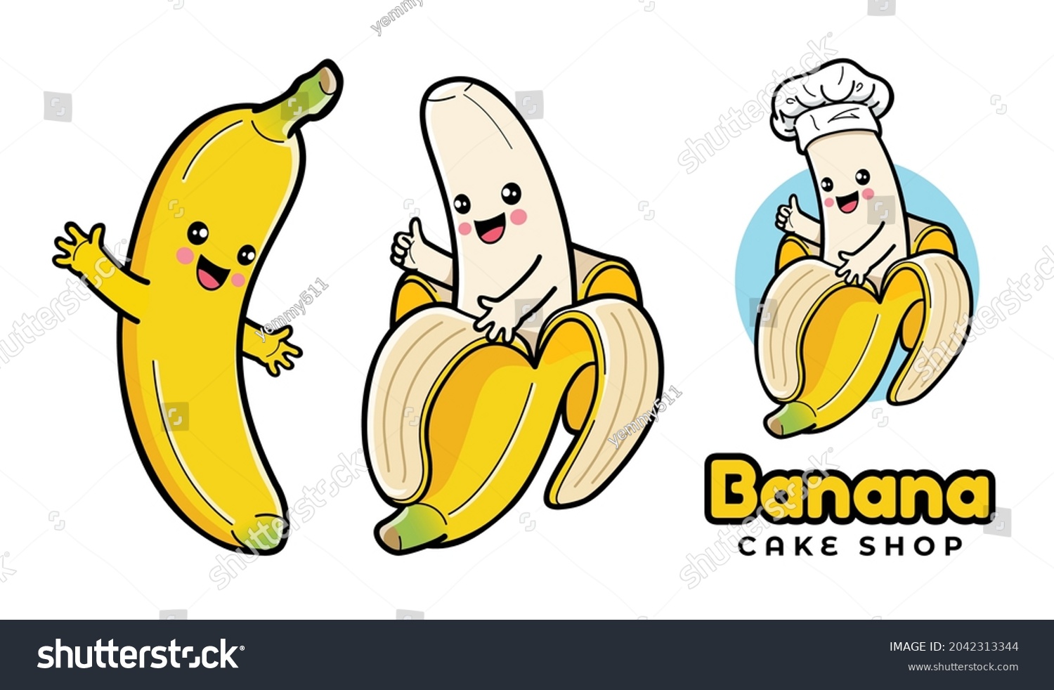 Cute Banana Cartoon Character Can Be Used As Royalty Free Stock