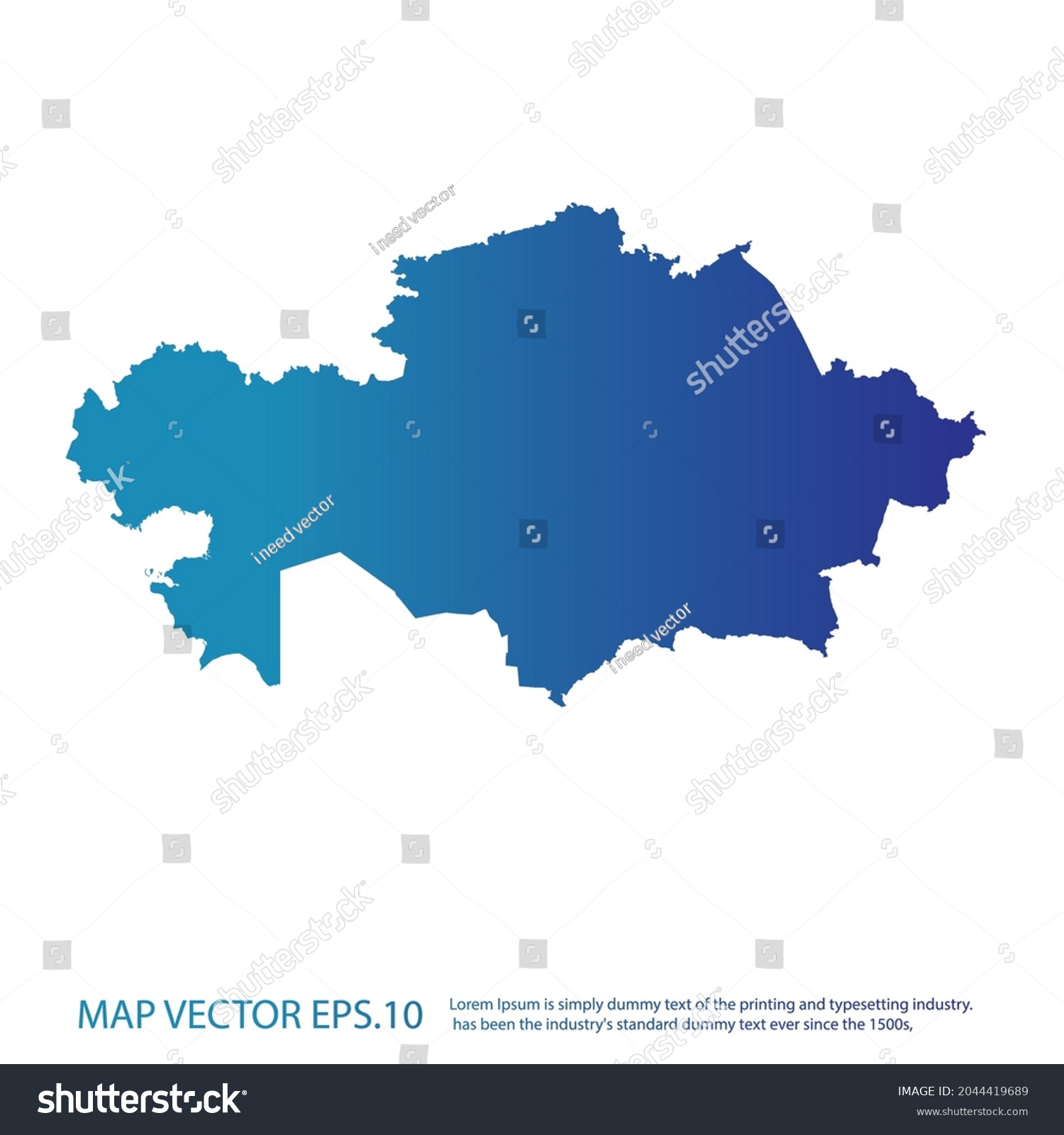 Kazakhstan Map Infographic Style Blue Royalty Free Stock Vector